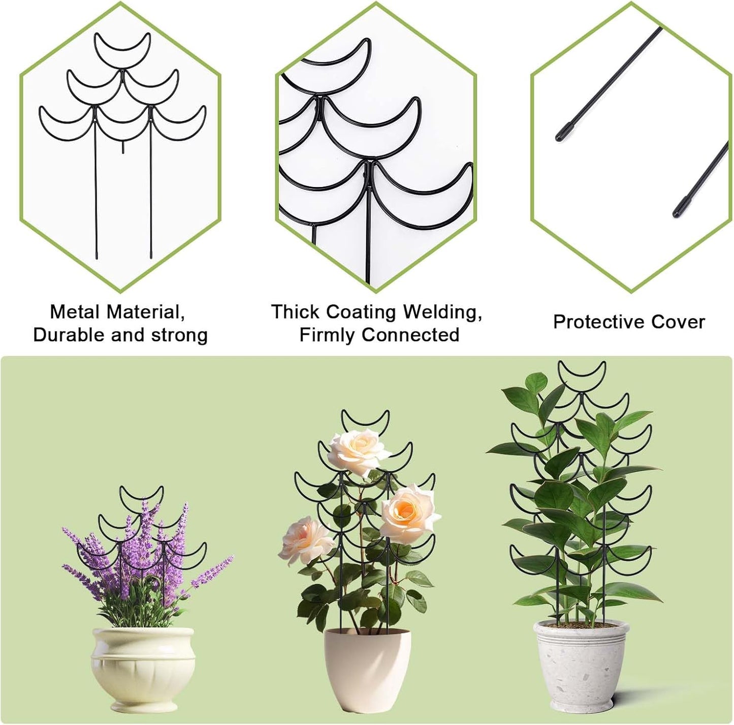 4 Pack Metal Plant Trellis for Climbing Plants Outdoor/Indoor - Sturdy Garden Trellis for Potted Plants, Rustproof Plant Suppor Stakes for Vine Ivy Pothos Monstera Hoya Flowers