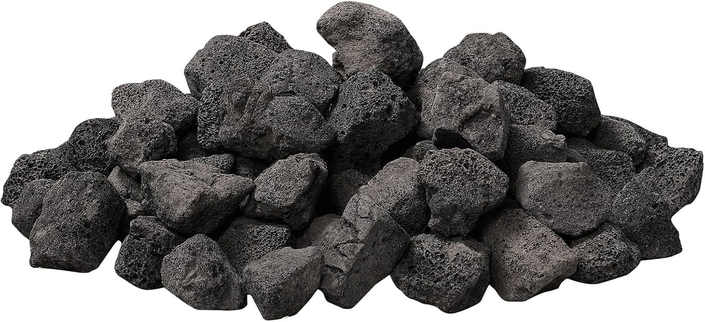 woodUS 10 lb 1.2-2 Inch Medium Black Lava Rocks for Fire Pits, Indoor Fireplaces, Outdoor Gas Fire Tables, Garden Landscaping Decoration
