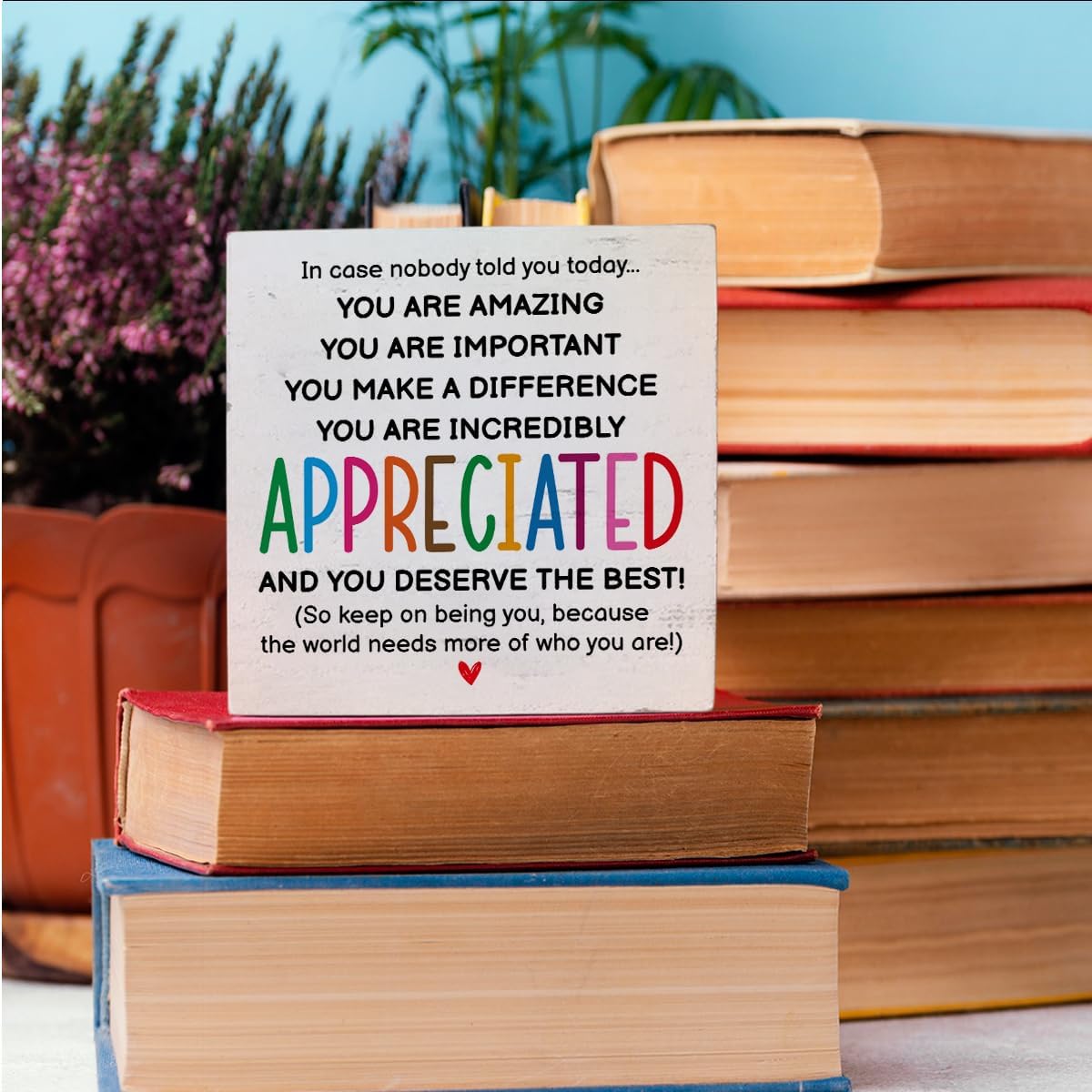 HTBIG Inspirational Gifts for Men Women Friends, Coworker Office Decor Appreciation Gifts, You Are Amazing Motivational Desk Sign Decor Home Office Desk