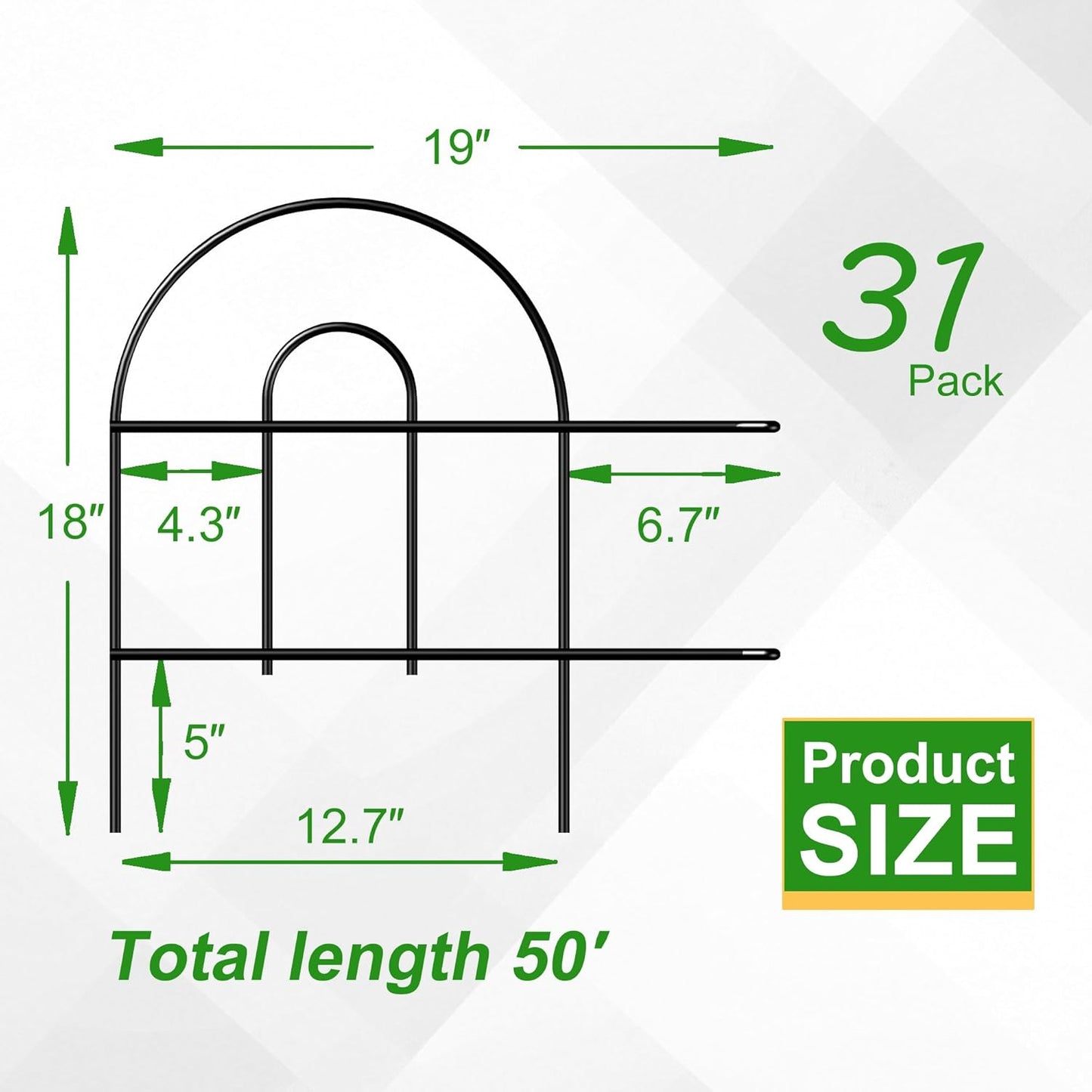 Decorative Black Garden Border Fence 18inX50ft Metal Wire Edging Flower Bed Folding Fences Panel Outdoor Garden Fencing Patio Edge Landscape for Yard