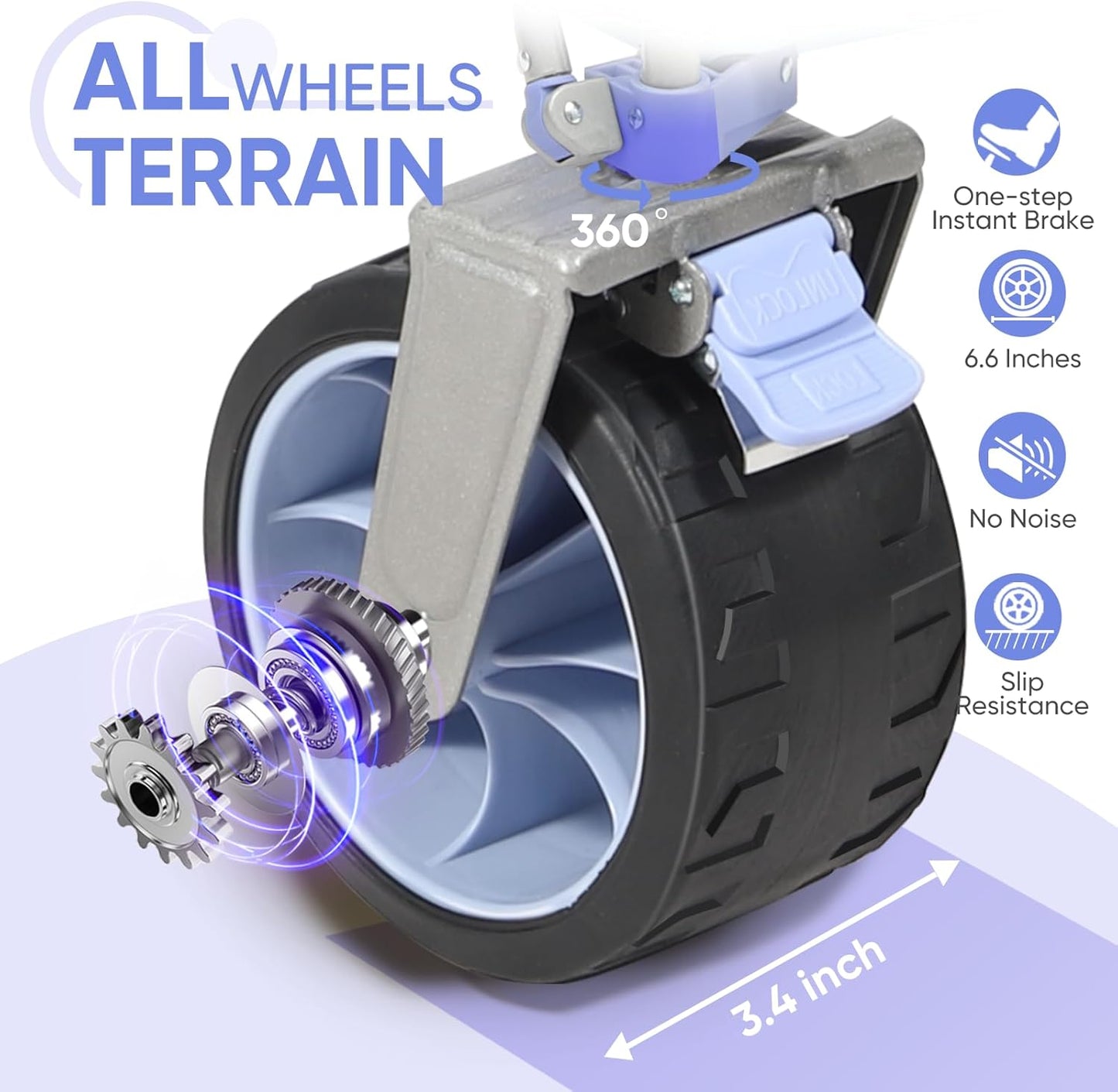 Collapsible Wagon Cart with 440lbs Weight Capacity, Heavy Duty Foldable Wagon with Big All-Terrain Wheels & Drink Holders, Utility Carts for Camping, Garden, Outdoor, Grocery, Sports. Blue