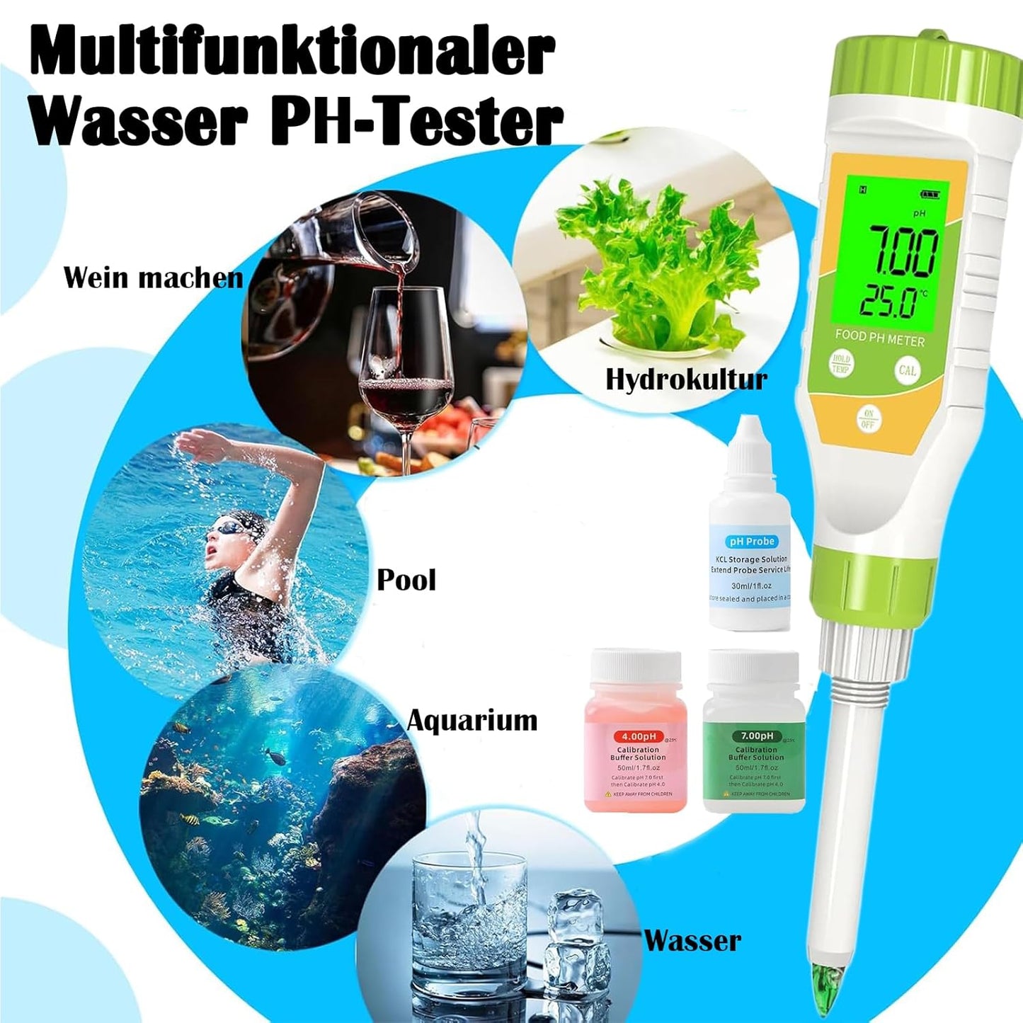 Digital pH Meter for Food, 0.01 Resolution High Accuracy Food pH Tester with Backlit LCD Display and ATC for Meat, Bread, Canning, Brewing, Cheese, Solid Sampling, Soft Soil and Water