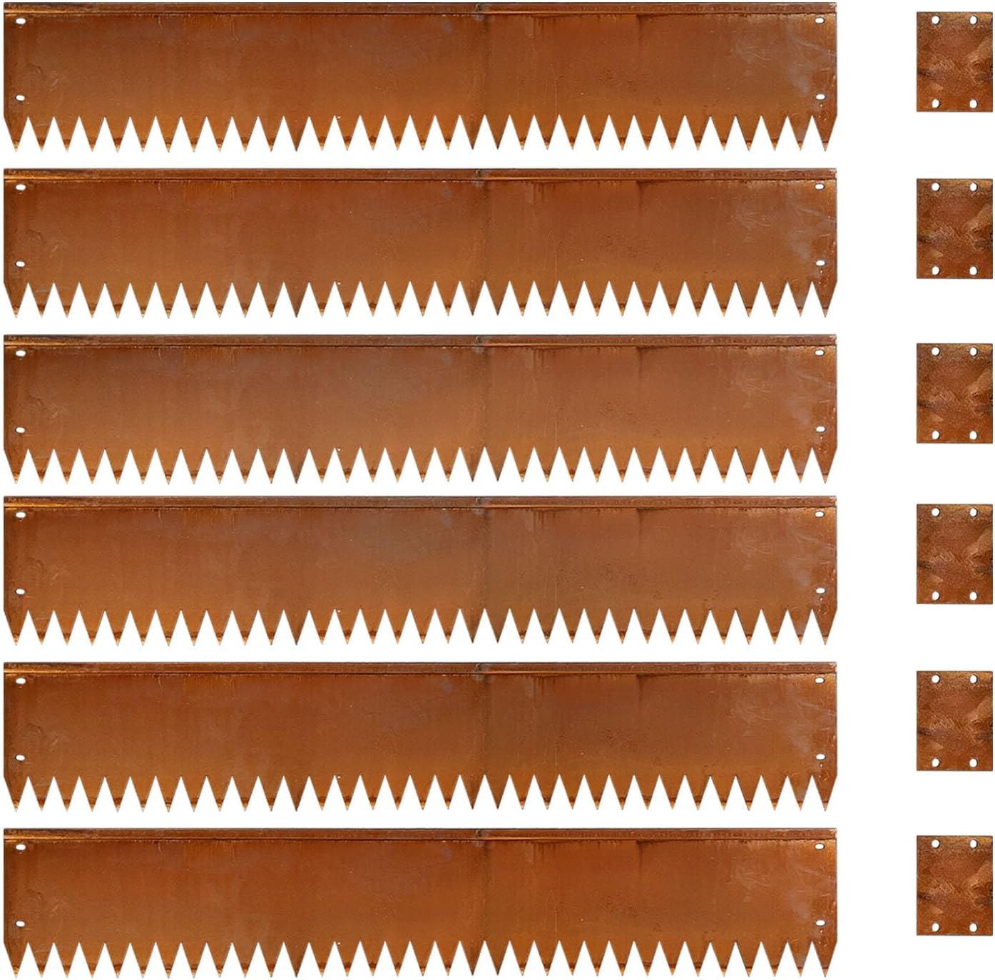 Cor Ten Steel Metal Landscape Edging 40 inch with Top Bending Protection Pre-Rusted Cor Ten Steel Garden Edging 6 Inch Depth 180 Degree Bend 6 Pack for Lawn Yard (6 inch-180 Degree Bend, Rusted)