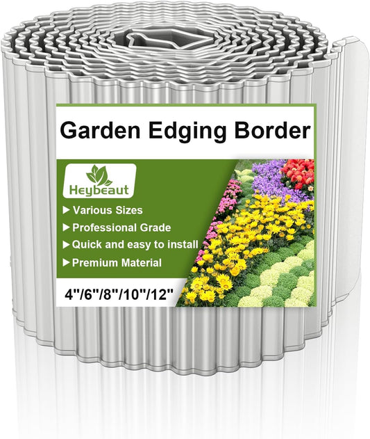 Corrugated Metal Garden Edging - 12" x20' Galvanized Steel Border, Durability Easy to Cut, Easy Installation & Stability, Ideal for DIY Flower Beds, Pathways and Patio Design Silver