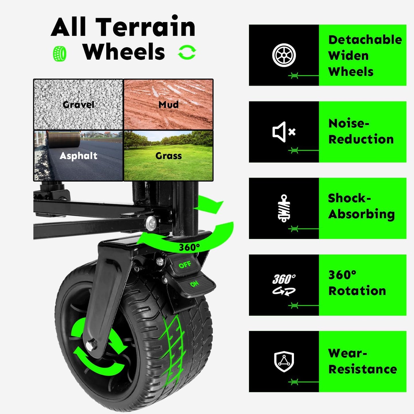 3-in-1 Large Collapsible Folding Wagon, BENEHIKE Foldable Beach Wagon with Rotated Wheels, 500lbs/225L Outdoor Utility Wagon Convert to Bench for Sand, Groceries, Camping, Sports, Shopping (Black)