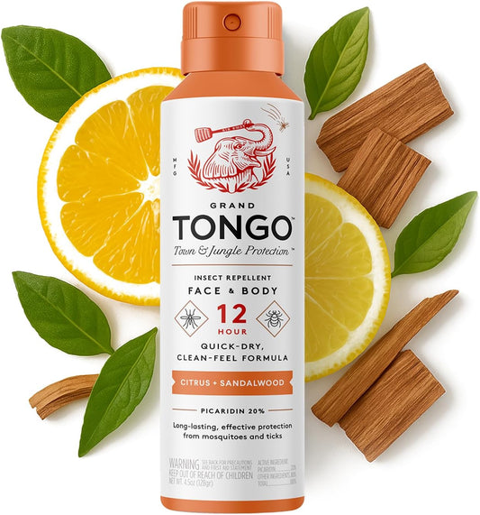 DEET-Free Insect Repellent with Picaridin, The 12 Hour Protection, DEET Alternative - Citrus + Sandalwood