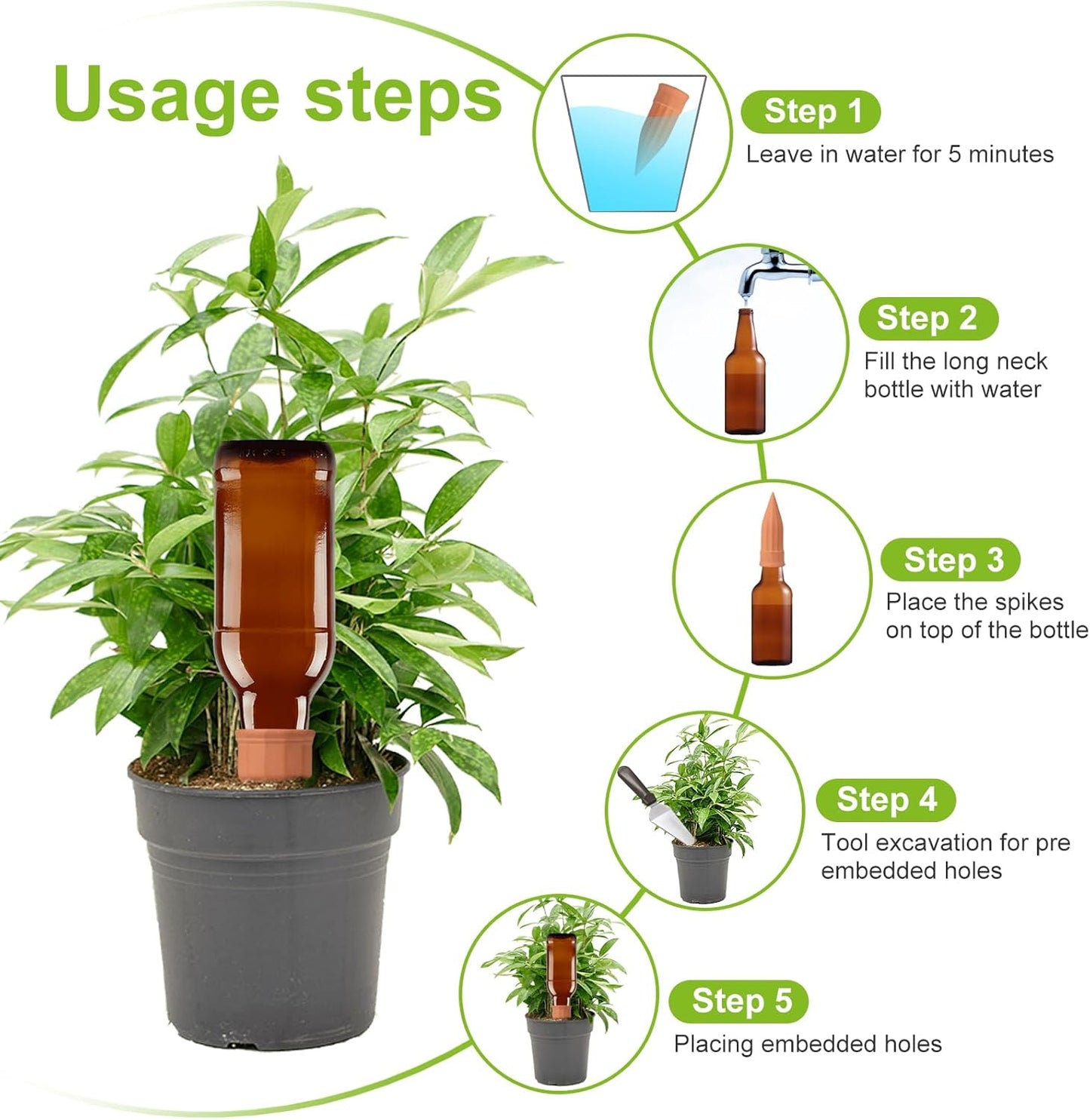 12 Pcs Self Watering Spikes Small Terracotta Plant Watering Stakes Devices Vacation Self-Watering Stakes for Indoor/Outdoor Plants