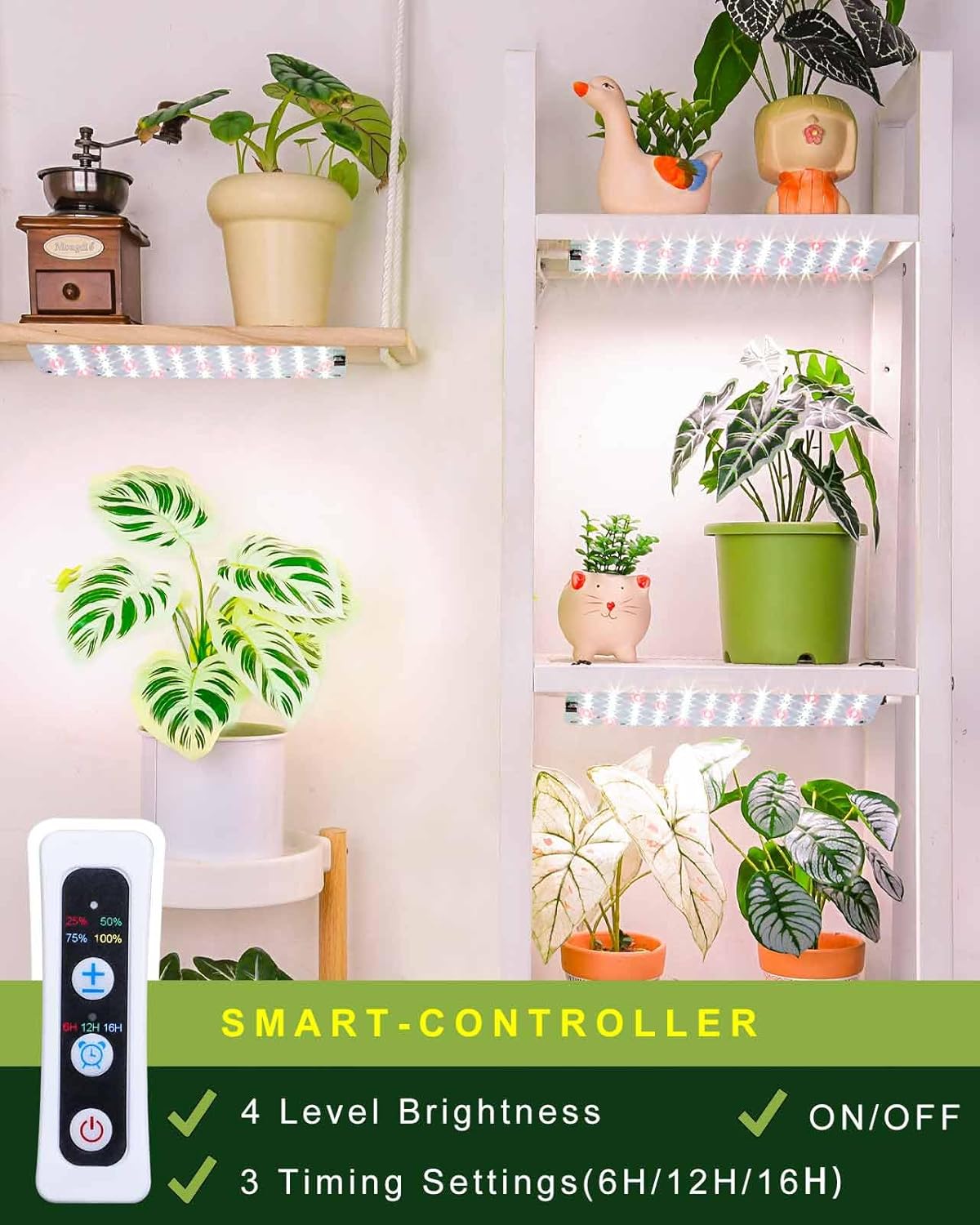 Grow Light for Indoor Plants, Dimmable Plant Light, 6/12/16H Timing LED Grow Lights Strip Full Spectrum,Ultra-Thin Plant Grow Light Panels, Under Cabinet Grow Lamps for Indoor Houseplants, 20W