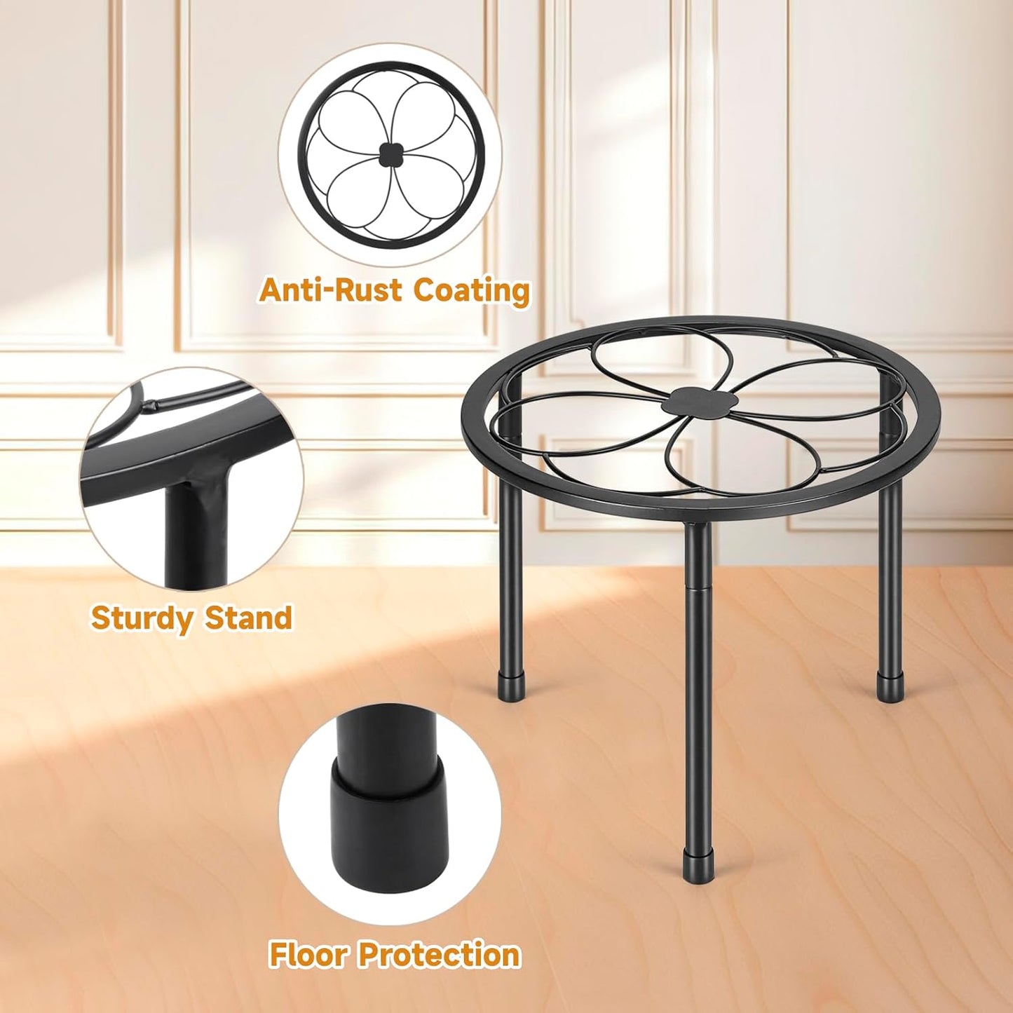 5 Pack Metal Plant Stand, Anti-Rust Iron Plant Stands for Indoor and Outdoor, Heavy Duty Flower Pot Stands for Multiple Plant, Black Potted Plant Holder for Garden Home (5 Pack Black)