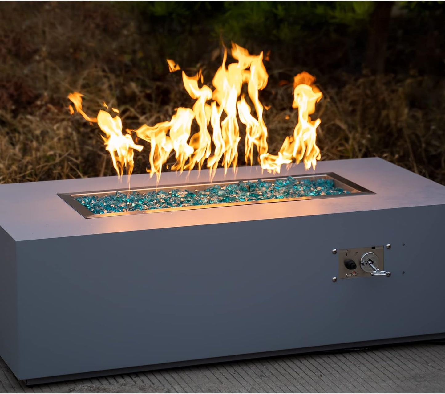 Stanbroil 24" x 8" Upgrade Rectangle Fire Pit Jet Burner Pan, 304 Stainless Steel Natural & Propane Gas Firepit for Outside, High Flame, 90k BTU Max