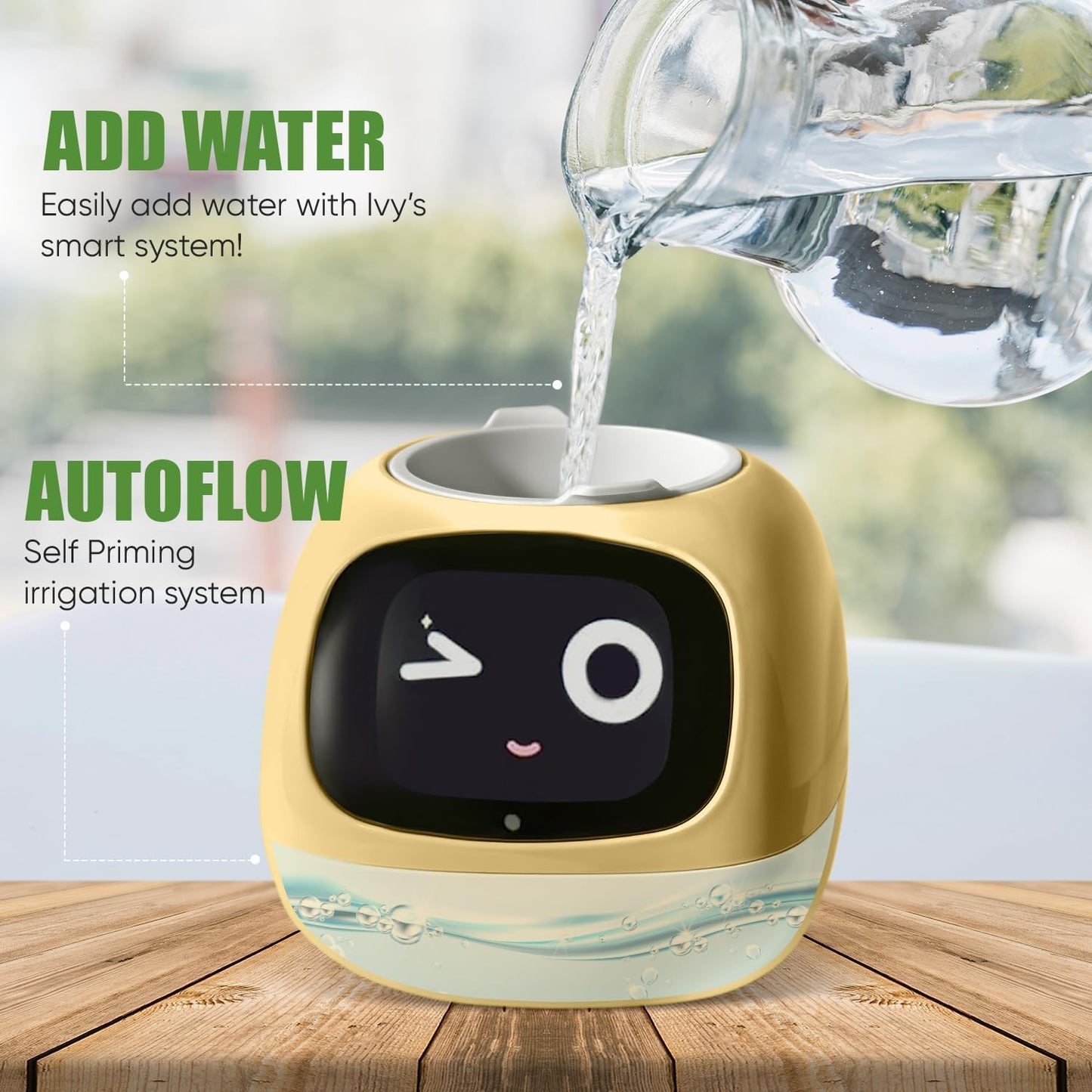 Interactive Plant Pot – Smart Planter, AI Pet Plantagotchi, tamagotchi, Leafypod and Plantiboy, Robot Flower with Feelings, Electric Maceta, Indoor Flowerpot with Water, Digital Gifts (yellow)