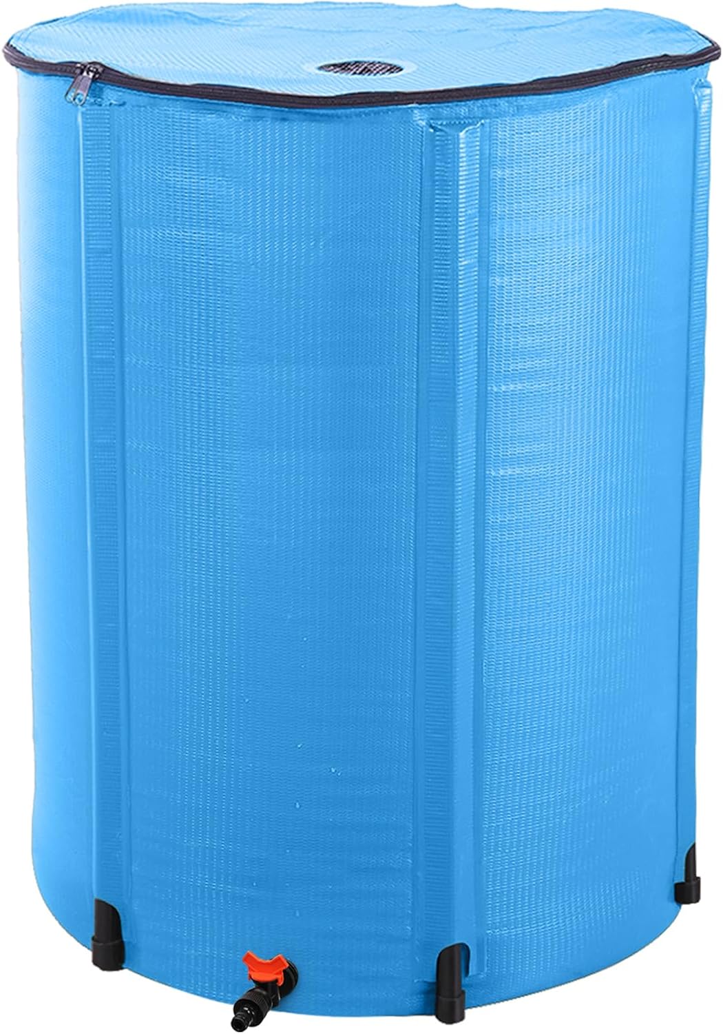 Collapsible Rain Barrel, 100 Gallon Portable Rainwater Collection System, Water Storage Tank, Rain Catcher Barrel with Spigots and Overflow Kit, Rain Water Barrel Collector for Garden, Blue