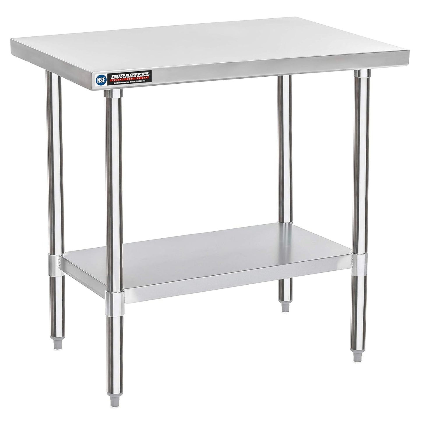 DuraSteel 24x36 Stainless Steel Work Table - NSF Commercial Prep Metal Table - Outdoor Pizza Oven Stand w/Under Shelf - Kitchen Island Laundry Utility Garage Microwave Stand Large Rolling Storage Cart