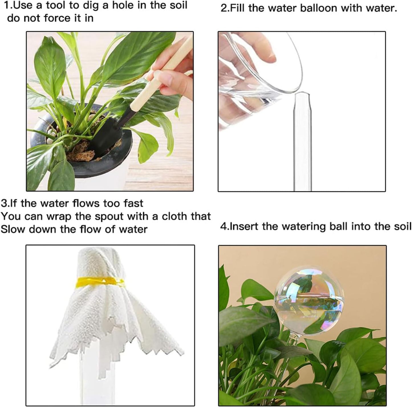 17 Oz 2 Weeks Glass Plant Watering Globes Large Vacation Water While Away Indoor Outdoor Potted Plant Slow Release Self Watering Bulbs Devices Planter Insert (Iridescent Large 3-Pack)