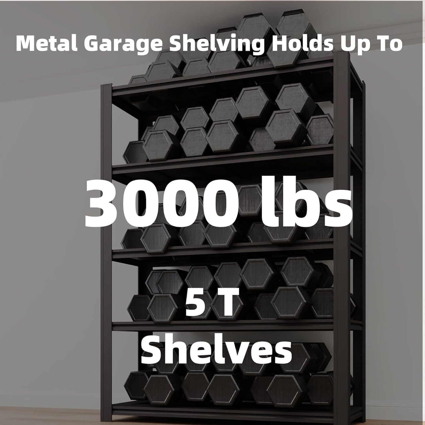 5-Tier 47" W x 24" D x 84" H Garage Shelving 3000LBS Storage Shelves Heavy Duty Metal Shelf Unit Adjustable Basement Industrial Storage Racks