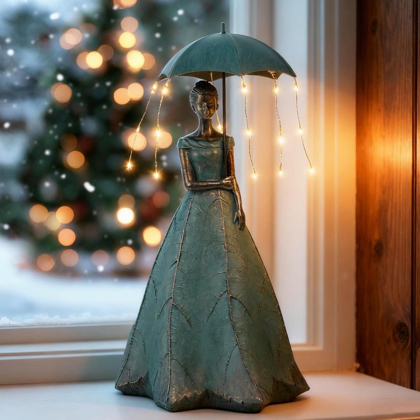 DiliComing Solar Fairy Outdoor-Statue Garden-Decor - 18" Resin Leaf Girl Sculpture with LED Lights for Garden/Patio/Yard | Waterproof Fairy Outdoor Figurines, Unique Home Decor Gifts for Women