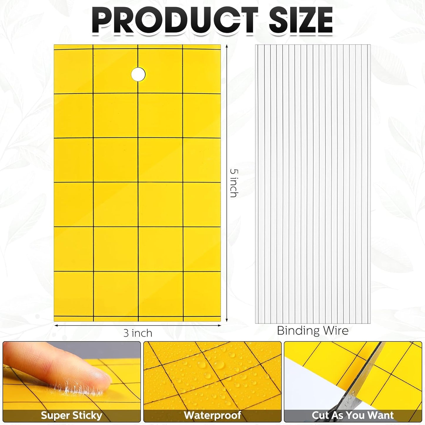 Qualirey 100 Pcs Yellow Sticky Trap for Gnats 3 x 5'' Dual Side Sticky Fruit Fly Trap with Tie Plant Sticky Trap for Flying Insect Fungus Bugs Flying Sticky Trap Sticky for Indoor Outdoor