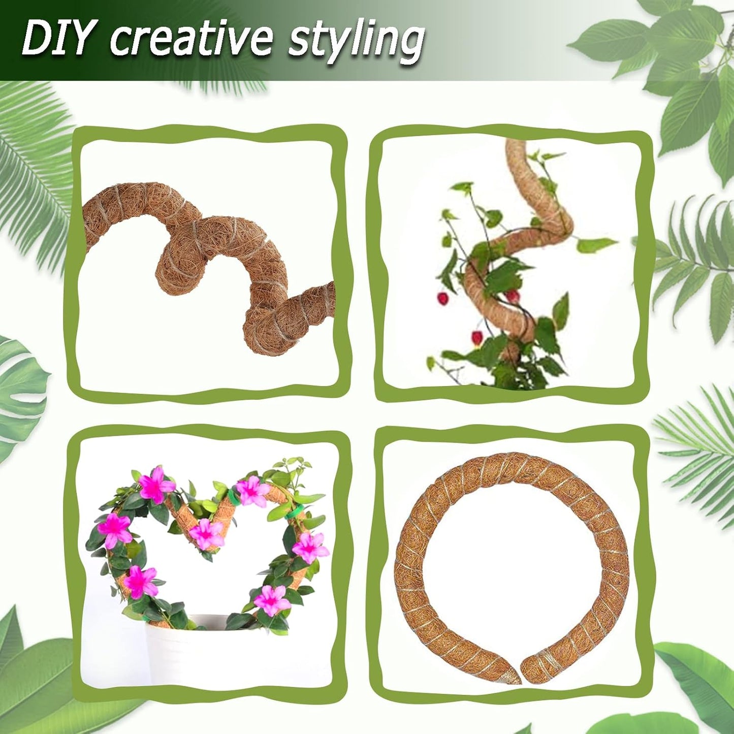 2 Pack 25" Moss Pole, Bendable Moss Pole for Plants Monstera, Moss Poles for Climbing Plants Indoor, Handmade Coco Coir Plant Pole Sticks Support Stakes for Potted Plants