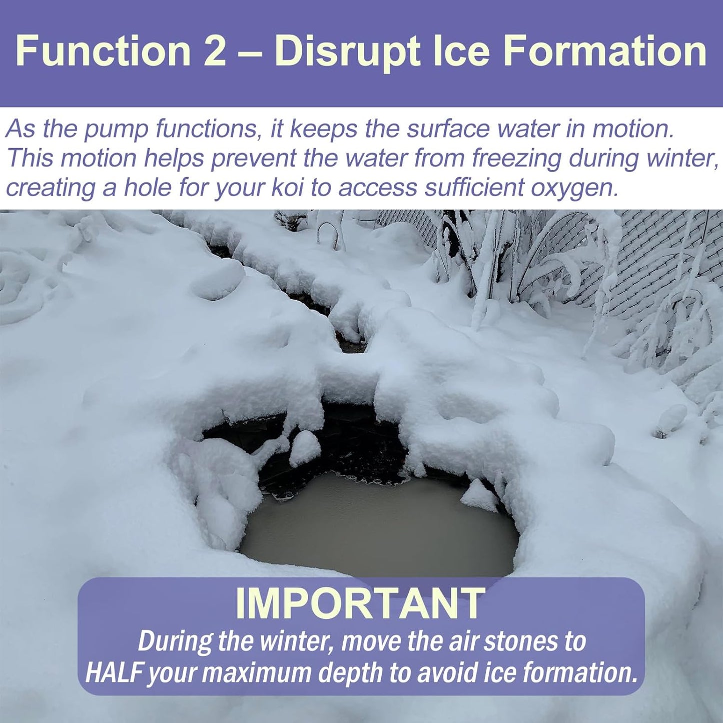 AquaMiracle Koi Pond Aerator Pond Air Pump with Self-Sinking Airline Rubber Air Diffuser, Air Flow Control Pond Deicer All-in-One Pond Aeration Kit for Outdoor Pond 2,000-5,000 Gallons