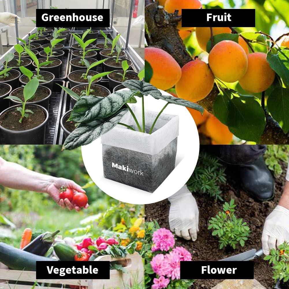 200 Pcs Non-Woven Plant Nursery Bags, Outdoor Plant Seeding Bags, Seedling Pots Container, Fabric Seedling Pots Plants Pouch, 7.08” x 7.87”/18x20cm