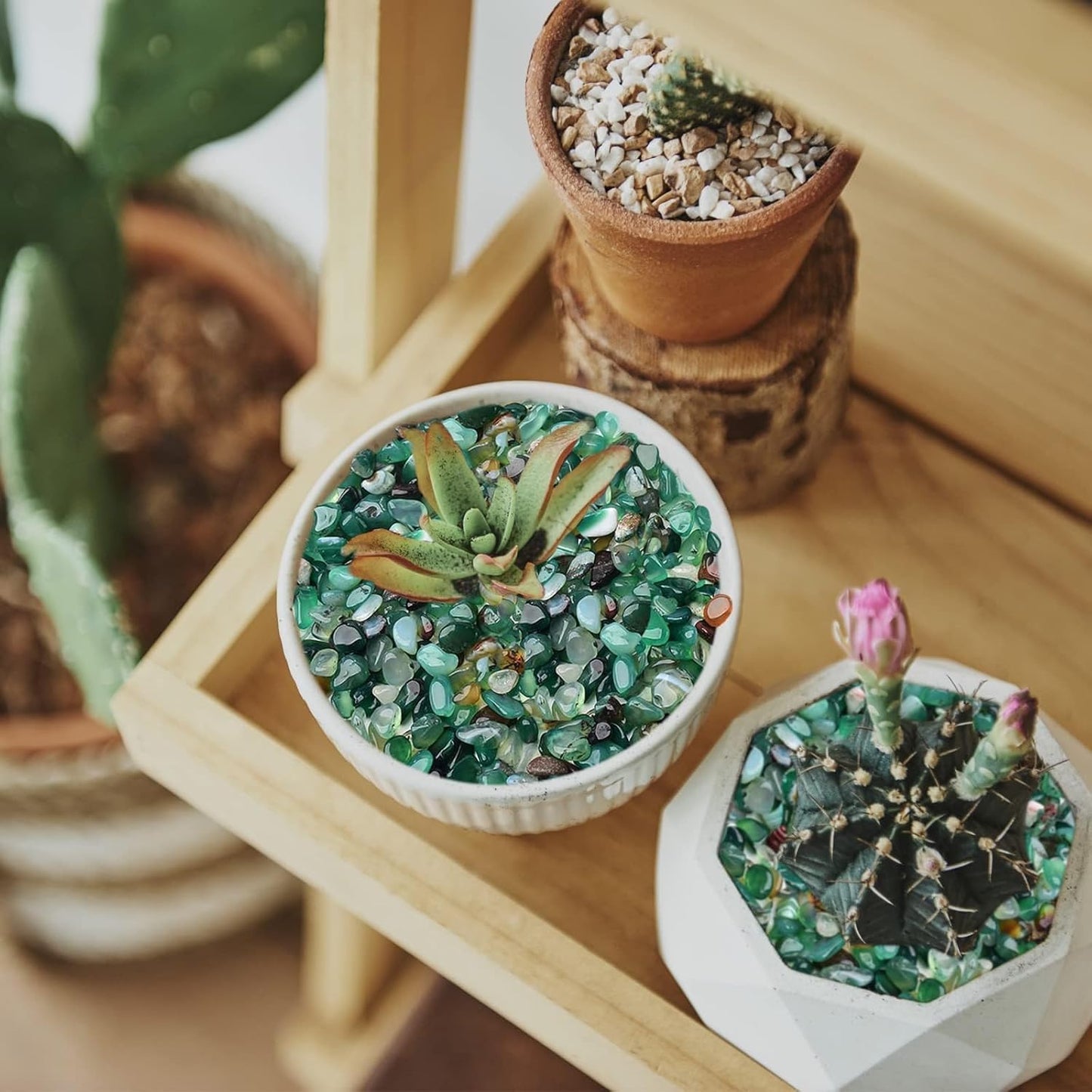 Halatool 6LB Green Pebbles 0.35"- 0.6" Aquarium Gravel for Fish Tank Natural Landscaping Pebbles for Home Decor Decorative Polished Stones for Succulents Potted Plants DIY Handmade & Vase Filler