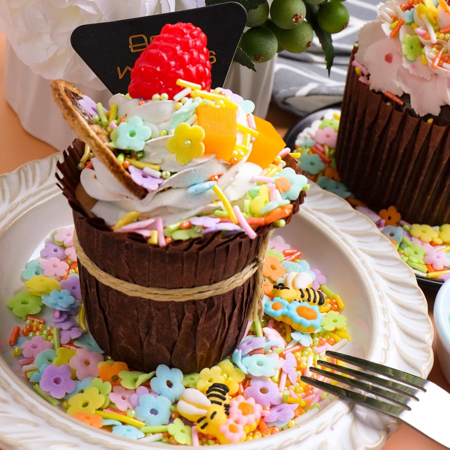 Flower Sprinkles for Cake Decorating, Edible flower and Bee Sugar Mix, Perfect for Cake Decorations, Baking, Ice Cream, Cookies, Cupcake Toppers