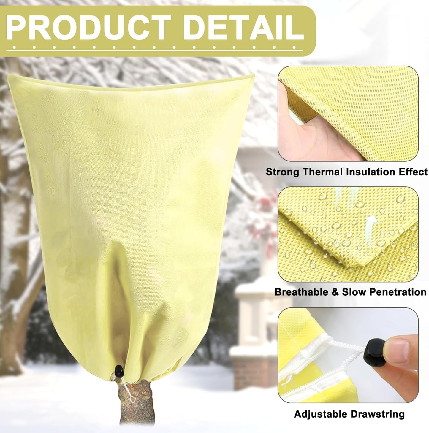 DQS 3 Pack Plant Covers Freeze Protection, 19.6" x 39.3" Winter Frost Protection Blankets Frost Cloth,Suitable for Outdoor Winter Frost, Cold Weather, shrubs, Trees, Jackets, and coverings