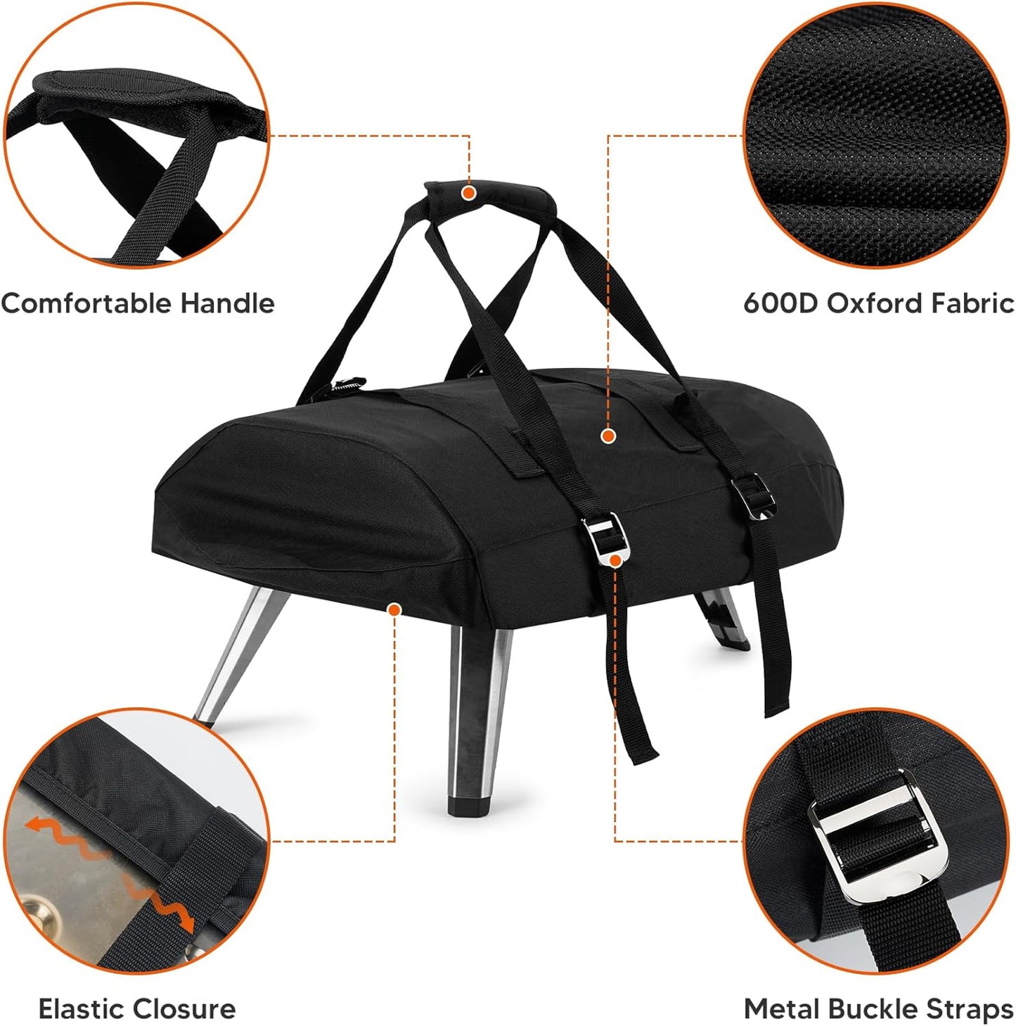 Onlyfire Pizza Oven Protective Carry Cover for Ooni Fyra 12, Heavy Duty Waterproof Weather Resistant Dust-Proof, Black