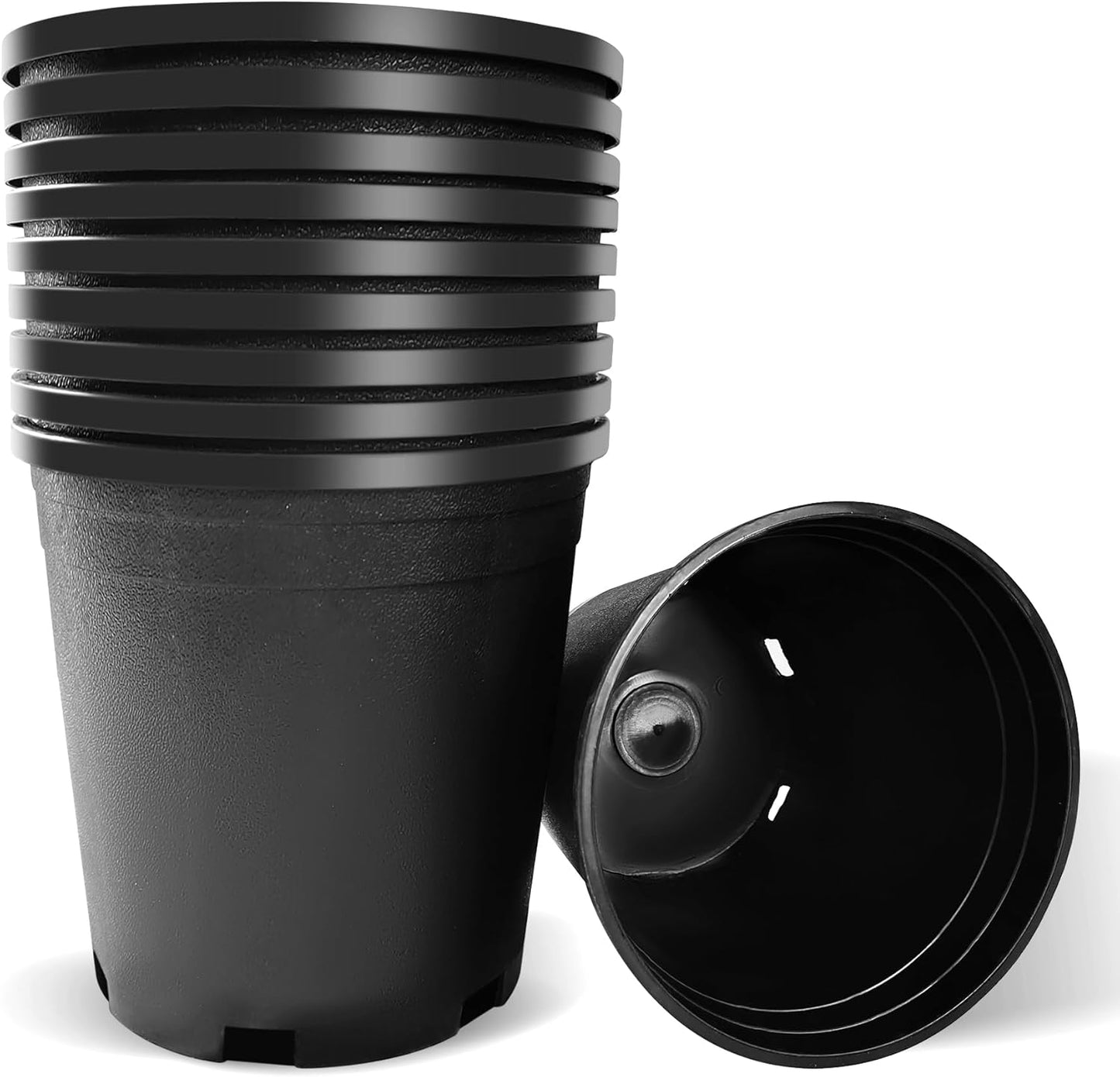 2 Gallon Nursery Pots Plastic Container Injection Molded Pot for Plants Flexible with Drainage Holes Suitable for Plants Soil Growers or Hydroponics Black 10 Pcs