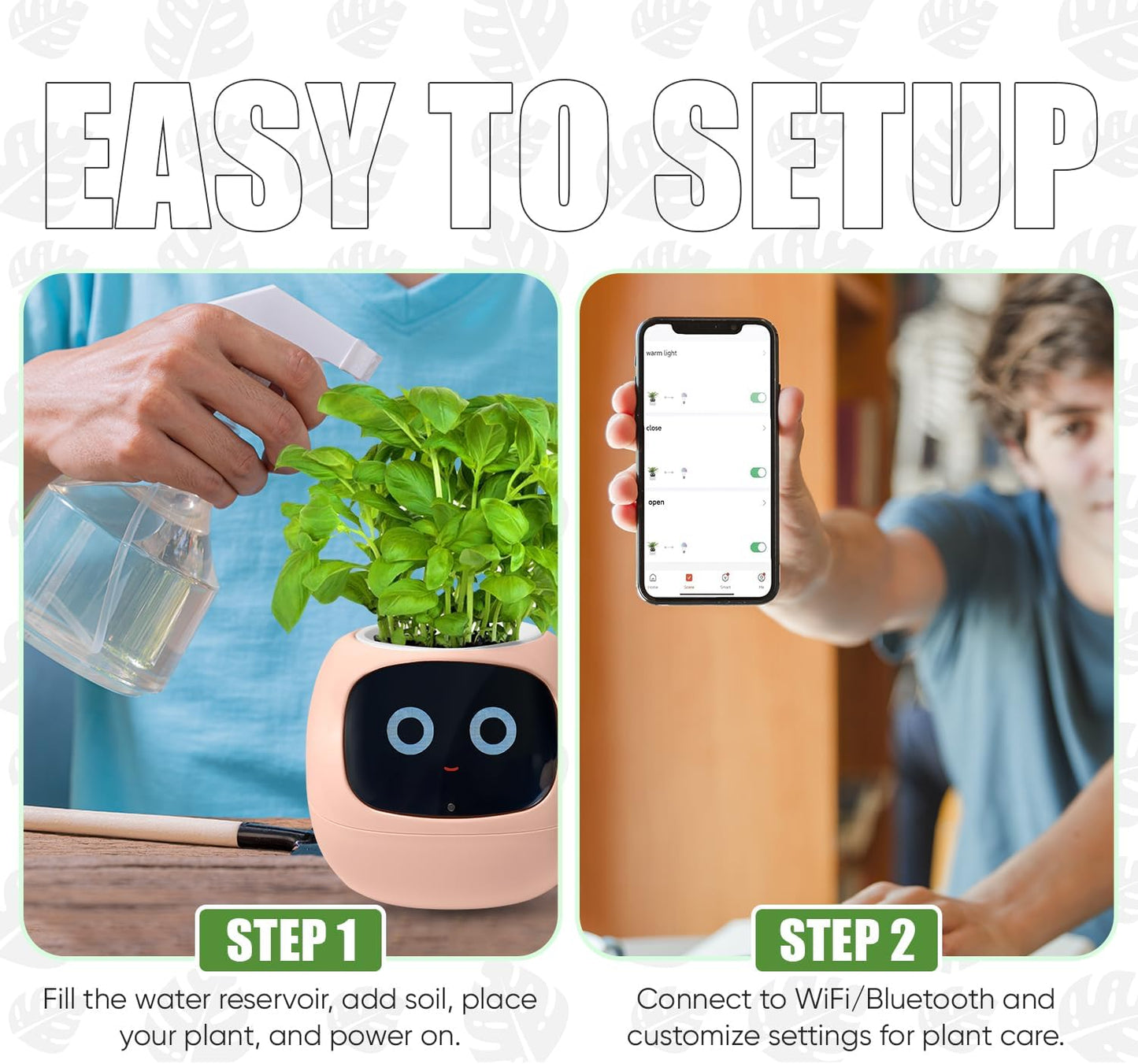 Interactive Plant Pot – Smart Planter, AI Pet Plantagotchi, tamagotchi, Leafypod and Plantiboy, Robot Flower with Feelings, Electric Maceta, Indoor Flowerpot with Water, Digital Gifts (Pink)