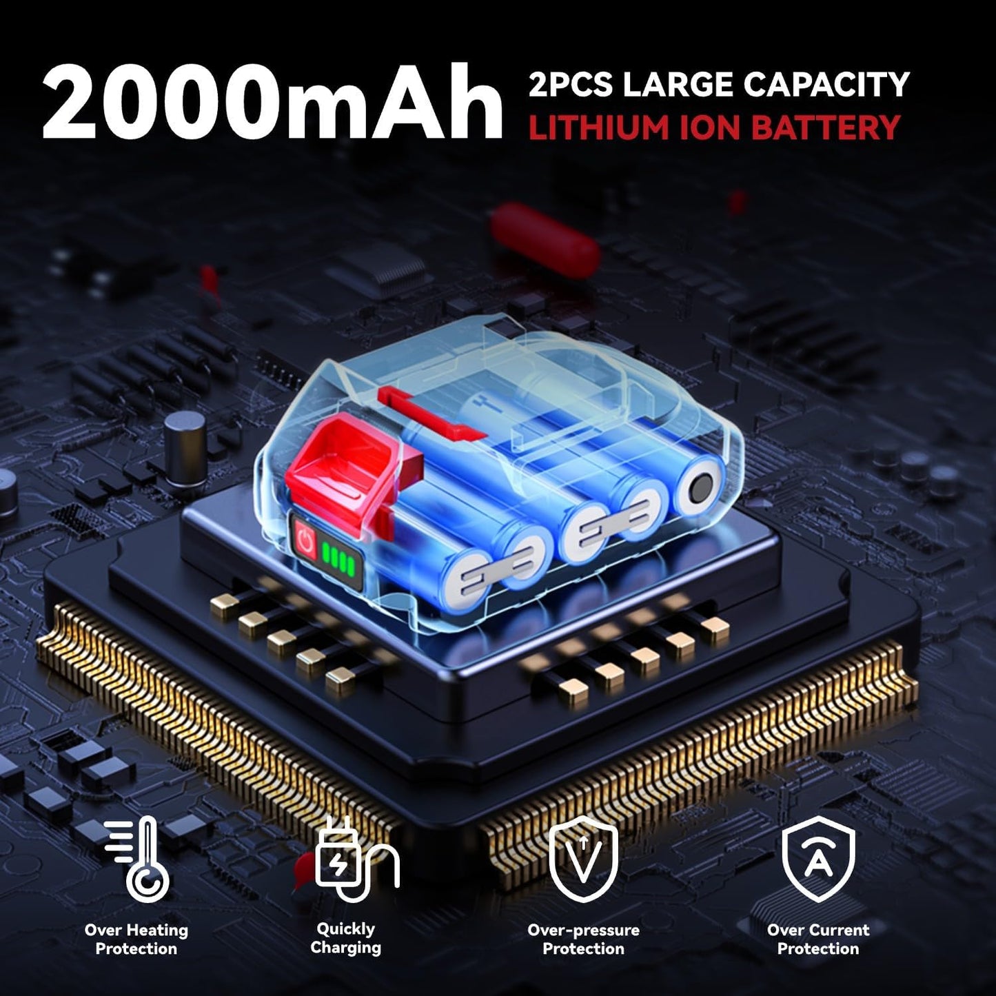 Seed Spreader, Handheld Battery Operated Spreader with 2x2000mAh Batteries, 5.5L Large Capacity Hopper, 6 Speed Levels, Available Year-Round, Grass Seed, Rock Salt, Fertilizer & Ice Melt