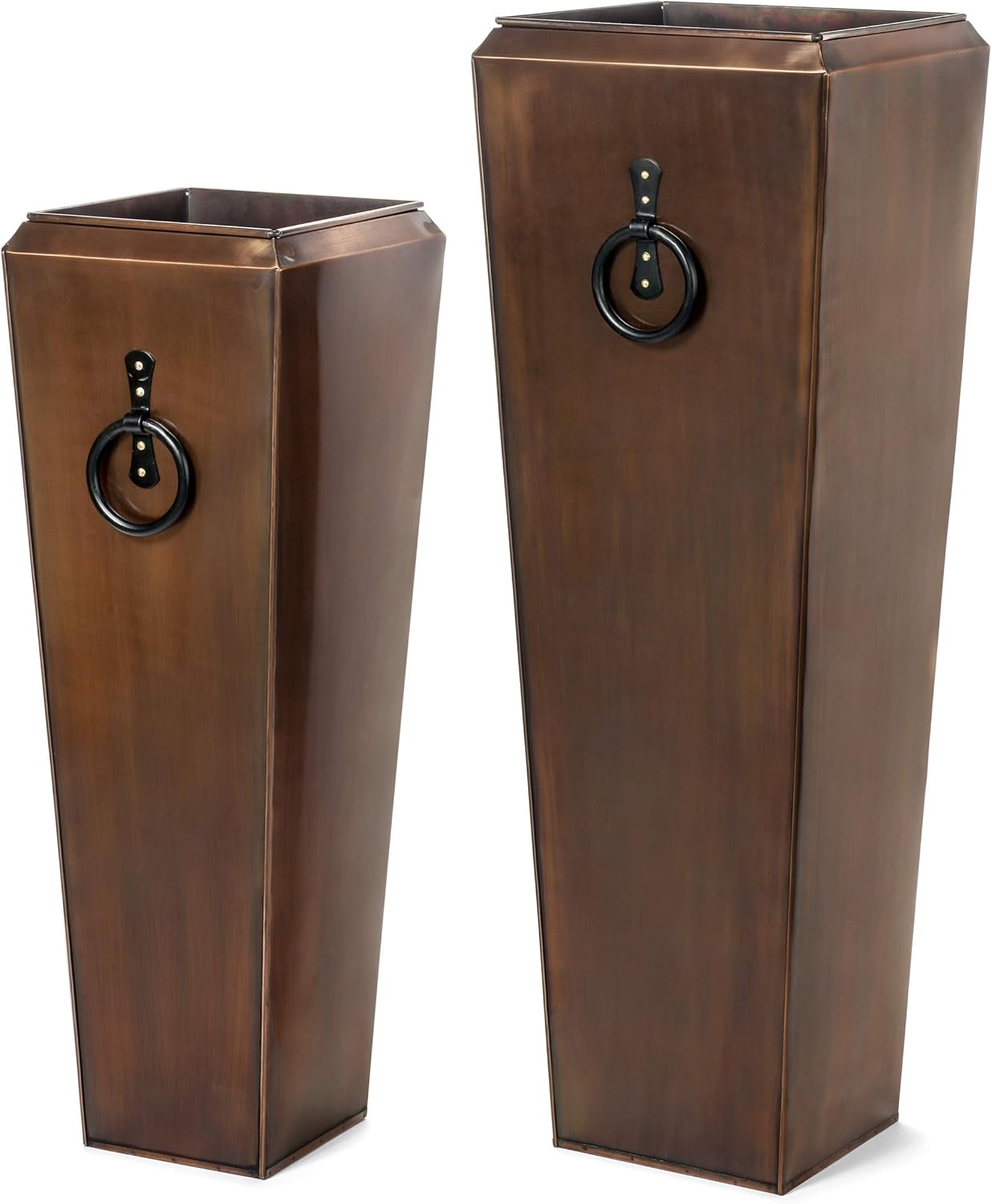 H Potter Tall Planter Antique Copper Patio Deck Indoor Outdoor Garden Flower Planters Set of 2
