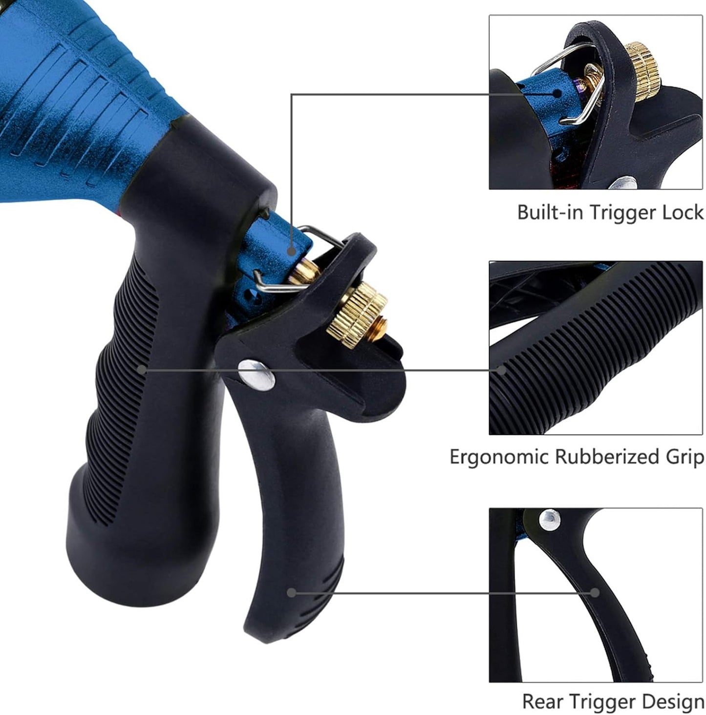 GREEN MOUNT Water Hose Nozzle Spray Nozzle, Metal Garden Hose Nozzle with Adjustable Spray Patterns