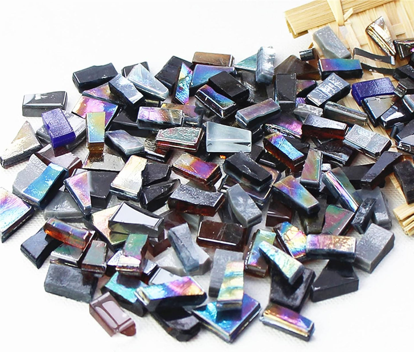 1.1lb Irregular Crystal Mosaic Tiles,Small Mosaic Tile DIY Hobbies Children Handmade Crystal Craft for Crafts Bulk DIY Picture Frames Handmade Jewelry Coaster (Dark Series)