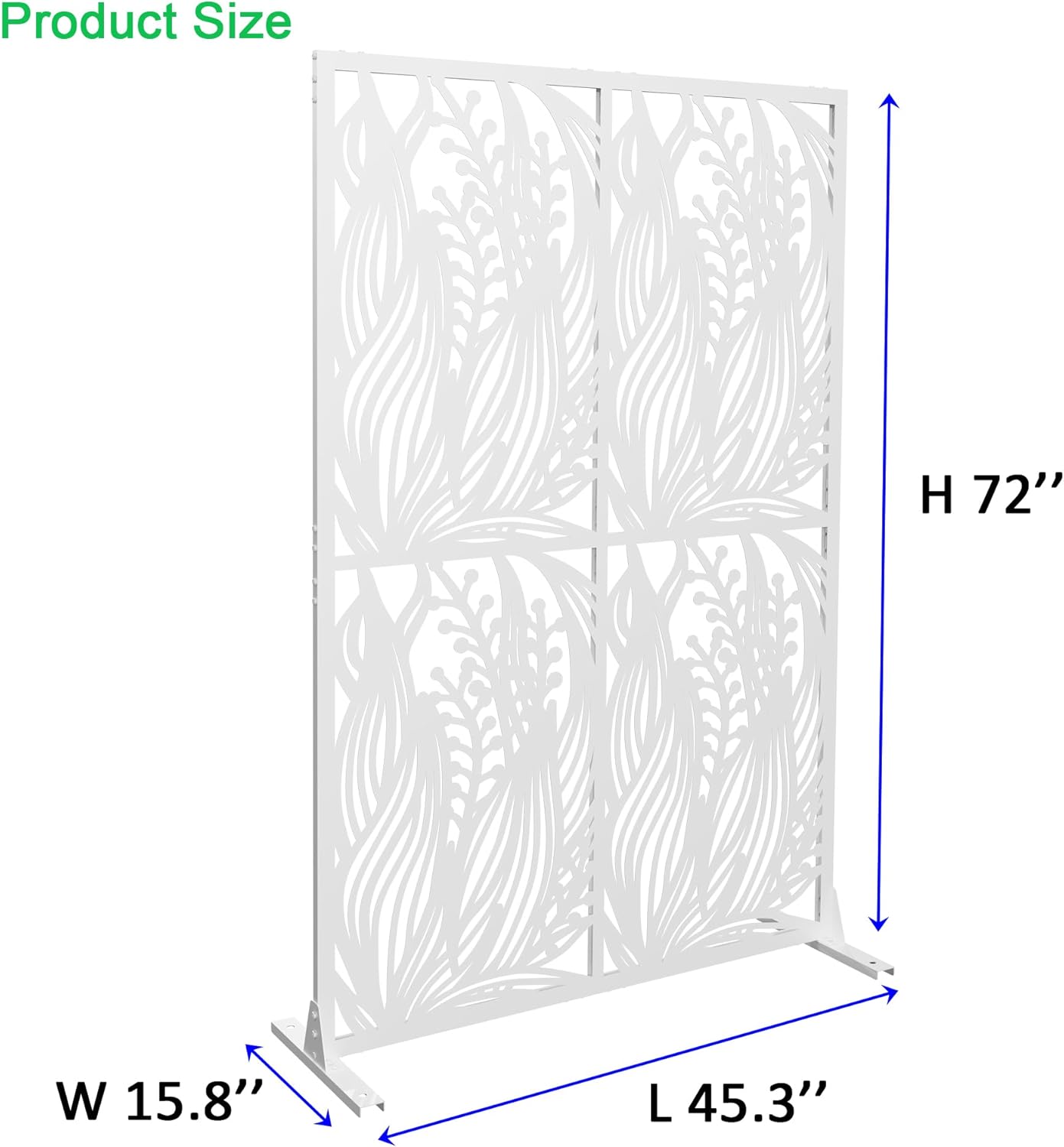 Metal Privacy Screens 72" H Outdoor Privacy Screens Panels Outdoor and Indoor Leaf Pattern Divider with Freestanding Decorative for Balcony Patio Garden Room Divider, White