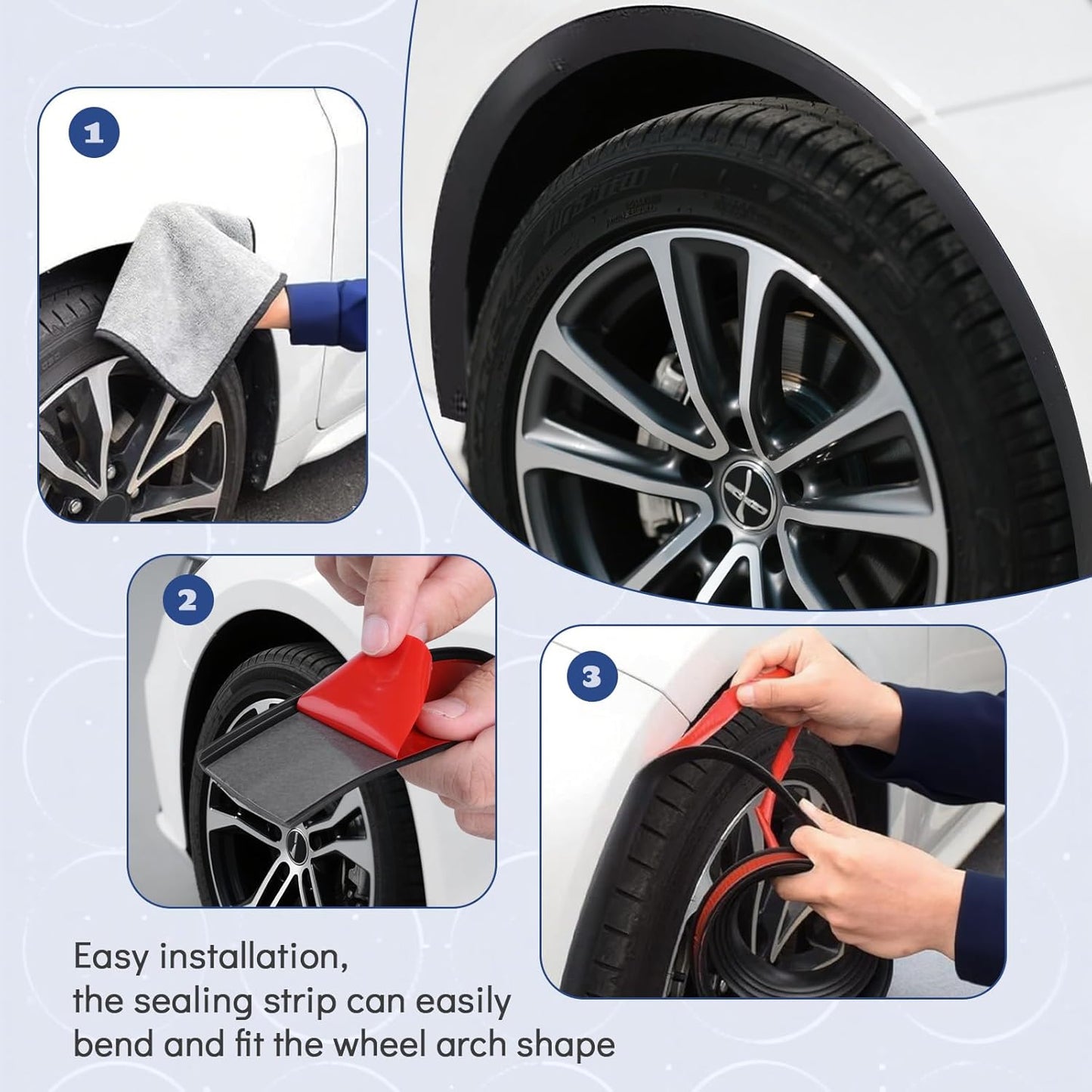 Fender Flares Edge Trim,Car Wheel Eyebrow Arch Trim Lips Strip Fender Flare Protector, Fender Flare Rubber Seal for Car and Truck Wheel Arch Well Black, 23ft(l) x0.09ft(w)