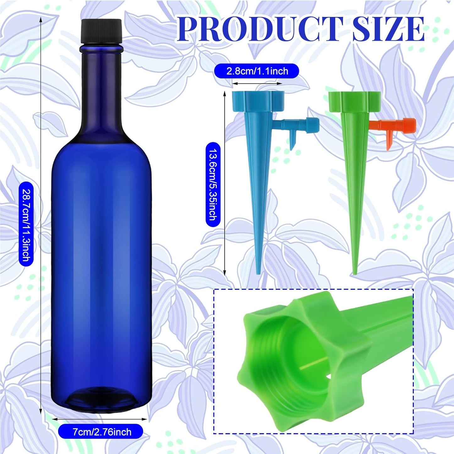 Plant Watering Devices with Self Watering Spikes and 26 oz Plastic Bottles Plant Waterer Devices with Adjustable Control Valve Switch Indoor Outdoor