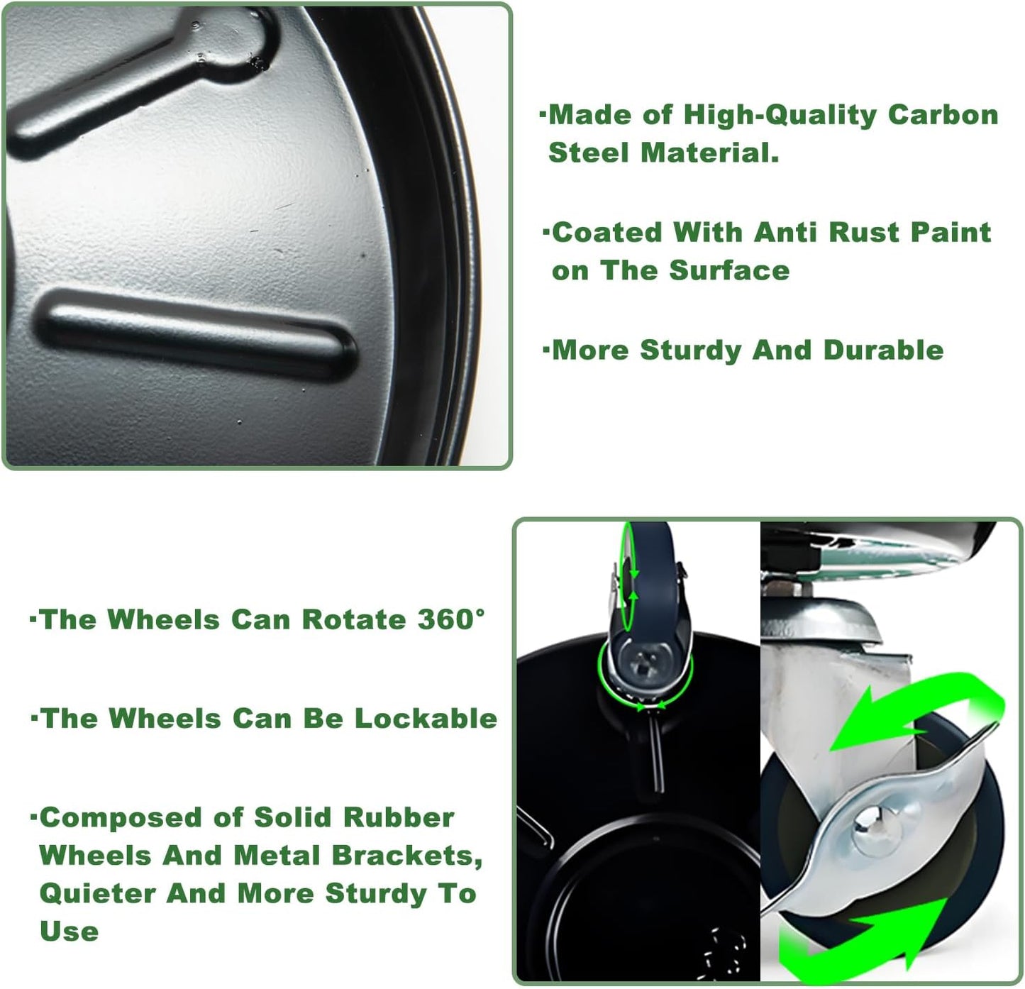 2 Pack Metal Plant Caddy with Wheels 20 Inch Black, Round Rolling Heavy Duty Plant Dolly, Heavy Plant Pot Mover Outdoors or Indoors, The Metal Wheel Can Rotate 360 Degrees or Lockable.