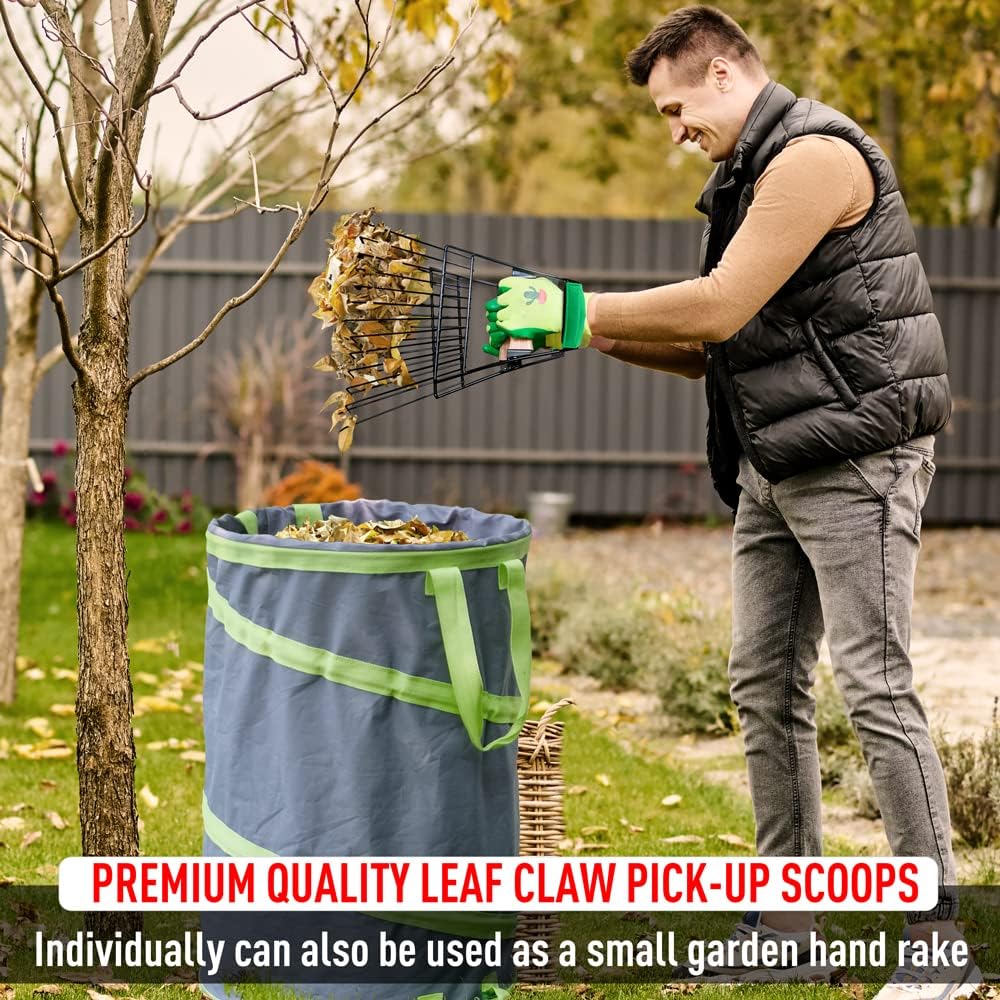 Steel Leaf Scoops, Hand Rakes for Picking Up Leaves, Sturdy Garden Large Leaf Grabber Leaf Rake for Picking up Leaves, Collect Garbage and More