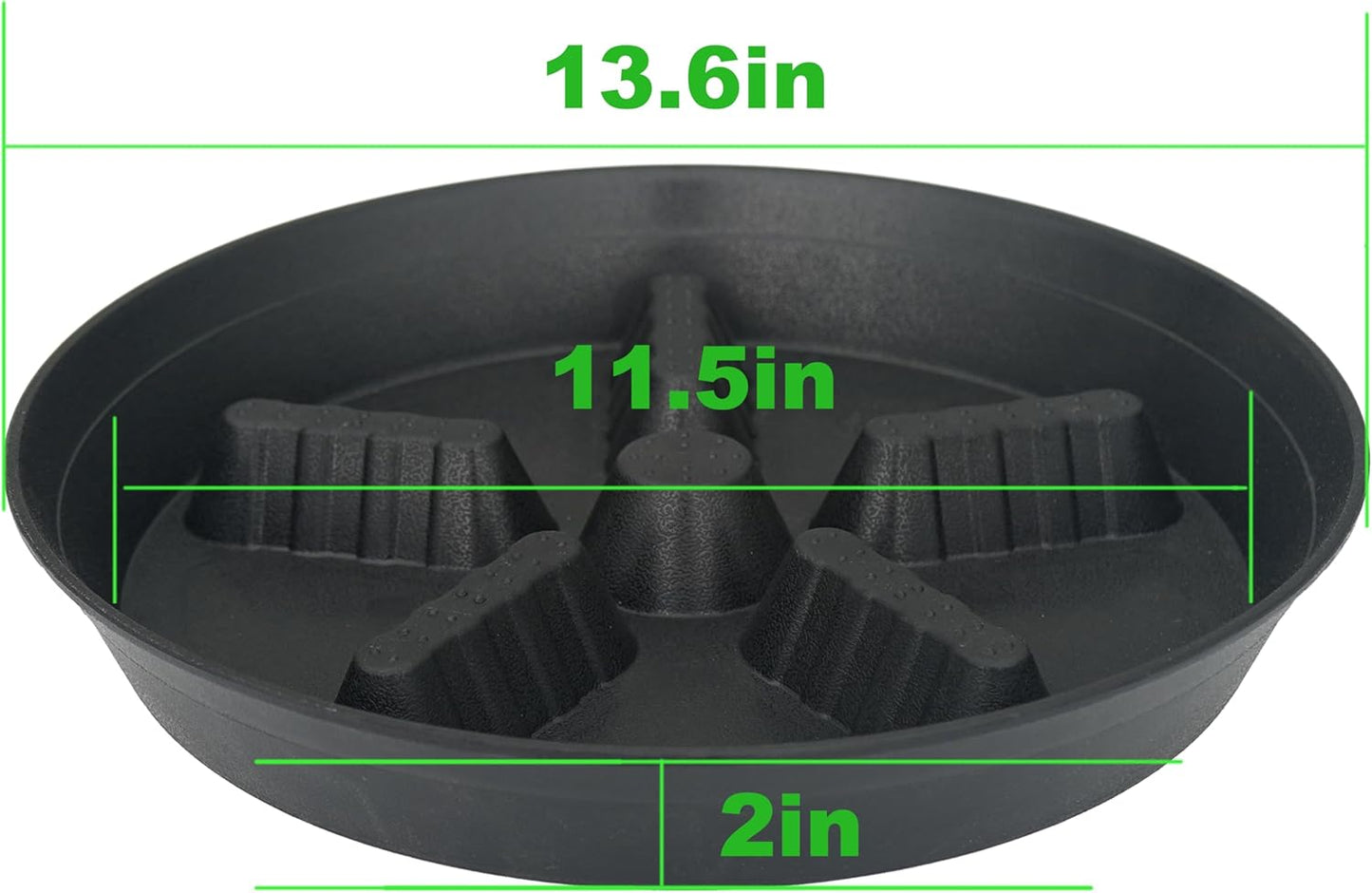 4 Pack Plant Saucer 14 inch, Plastic Plant Saucers for Indoors, Raised Middle Plant Trays for Pots, Water Tray for Plants, Plant Stand Water Catcher Tray, Pot Saucers for Plants