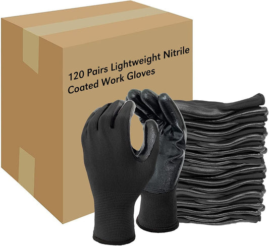 Evridwear Work Gloves with Grip Rubber Coated for Men Women Warehouse Mechanic,12 Pairs Bulk