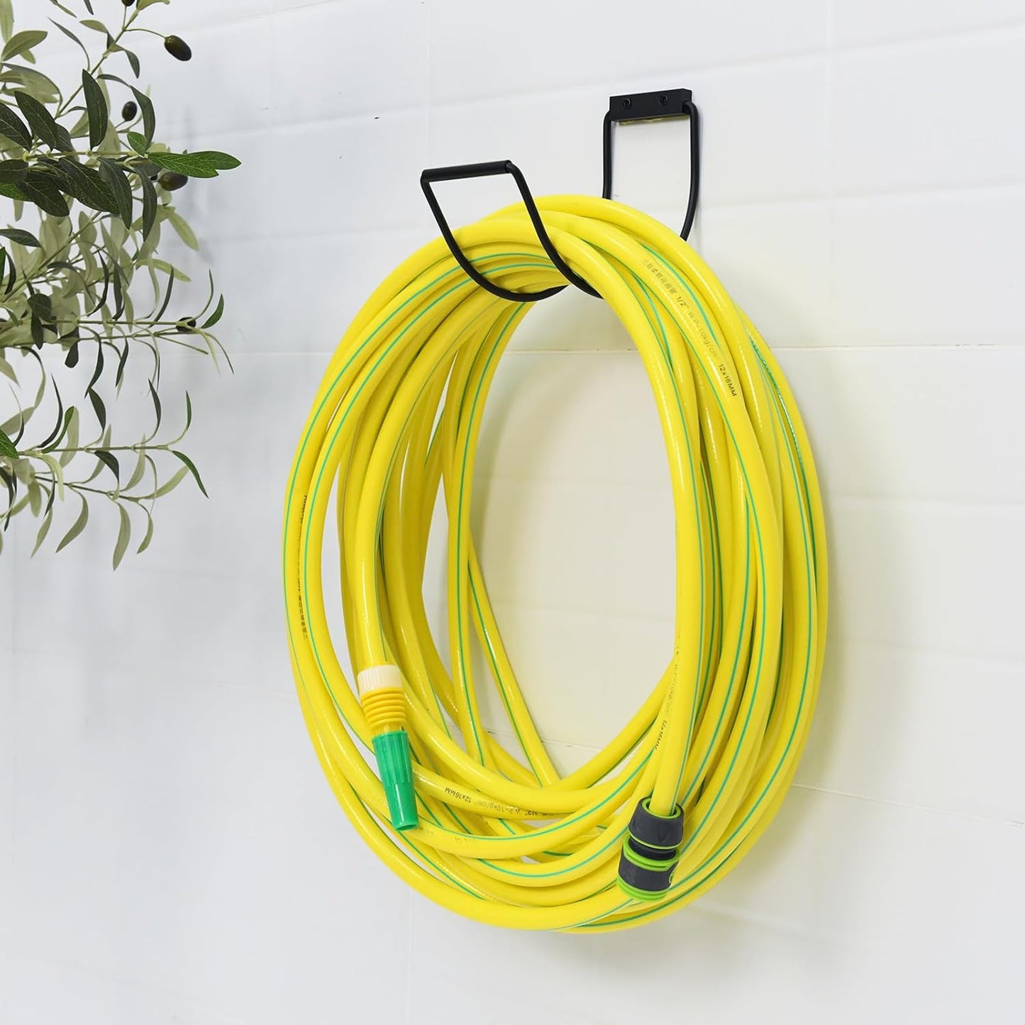 Garden Hose Holder Wall Mounted,304Stainless Steel Solid Hook Holds Up to 150Ft - Black