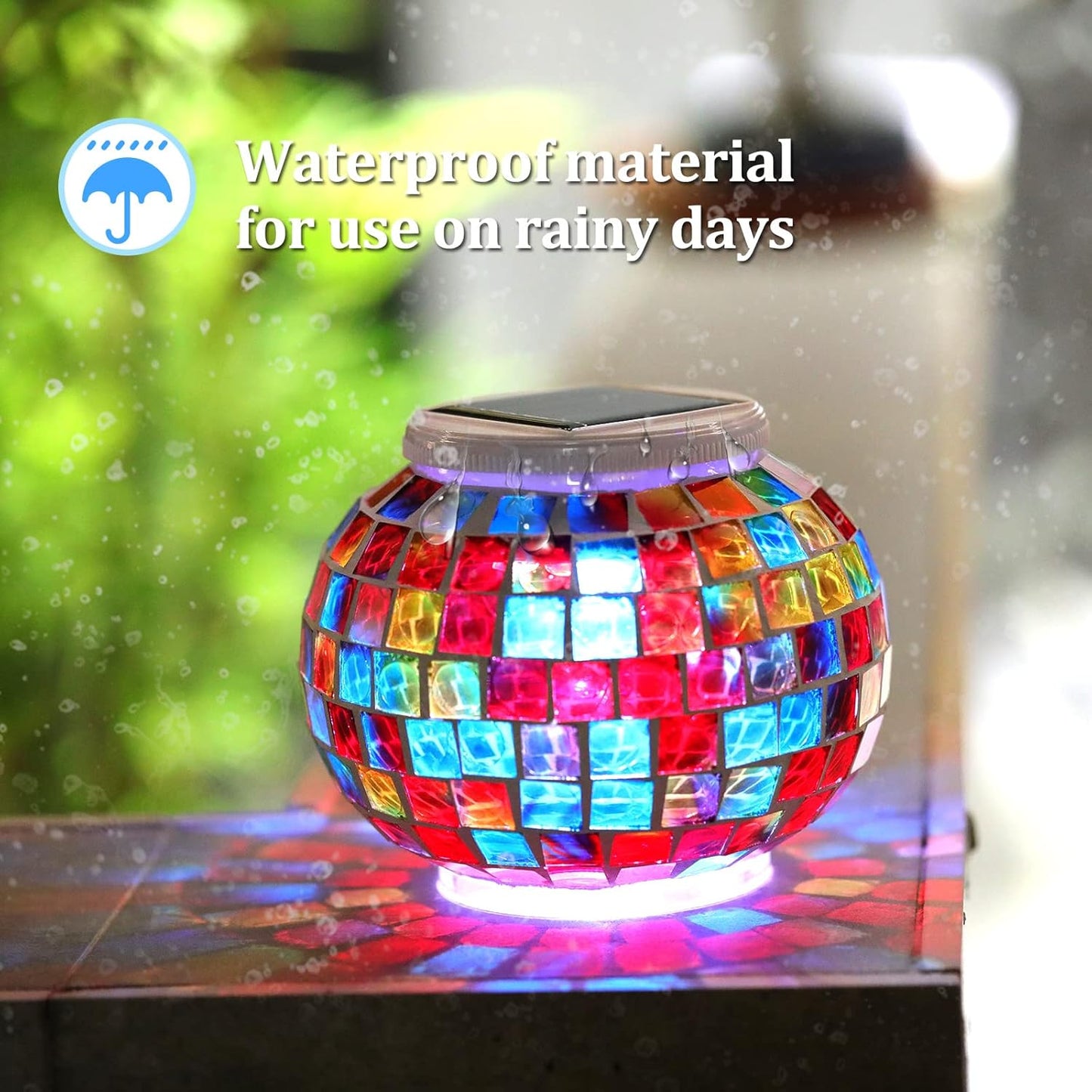 Color Changing Mosaic Solar Light Led Garden Lights，echargeable Solar Table Lights Outdoor Waterproof Solar Night Lights for Garden, Patio, Party，Outdoor/Indoor Decorations, Ideal Gift