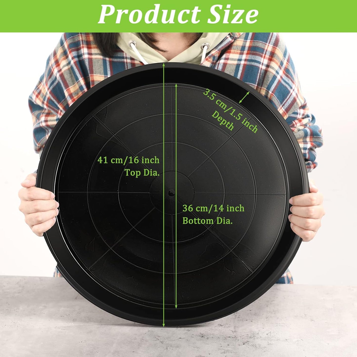 Eccliy 12 Pcs Plastic Plant Saucers Round Plant Tray Large Flower Pot Heavy Duty Planter Water Trays Thick Planter Drip Saucers for Indoors and Outdoors(16 Inch,Black)