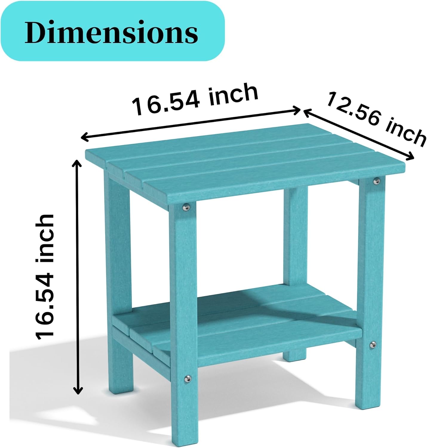 Outdoor Side Table, Adirondack HDPE Small Outdoor Table, 2-Tier Small Patio Side Tables for Outside Indoor Yard Poolside Porch, Light Blue