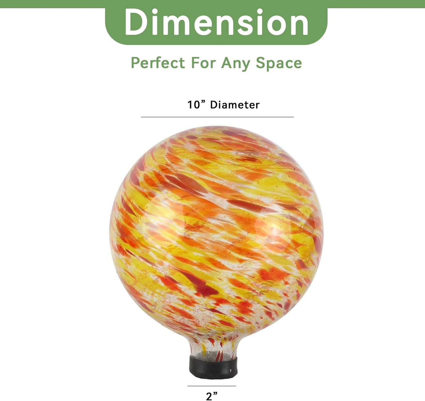 Lily's Home Glass Gazing Ball, A Colorful Addition to Any Garden or Home, Ideal As a Housewarming Gift. 10 Inch (Fiery Sunset)