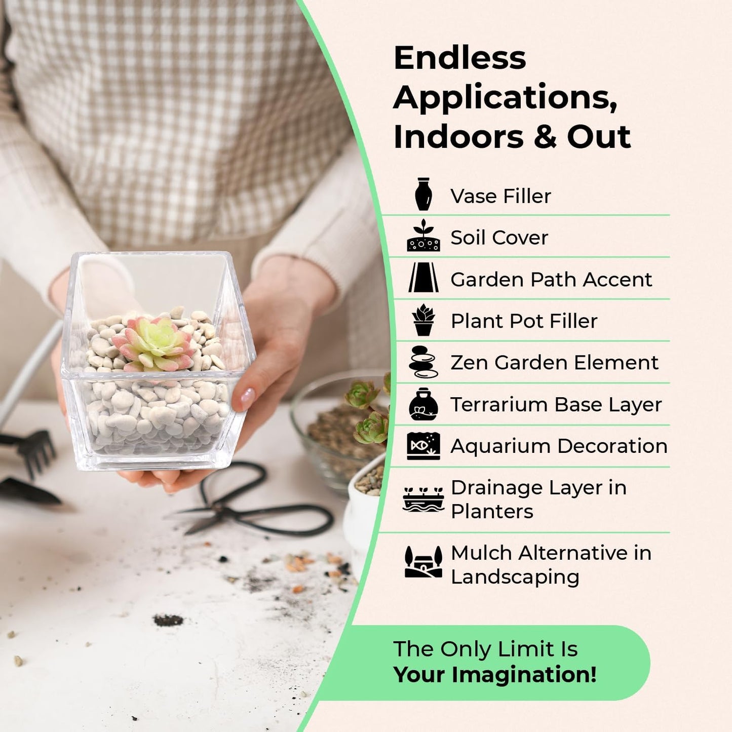 Black Rocks for Plants. Polished Decorative Pebbles. 1/5 Inch 2 lbs. for Garden, Landscaping, Vase fillers, Succulents, pots (Mini, Black, 2)