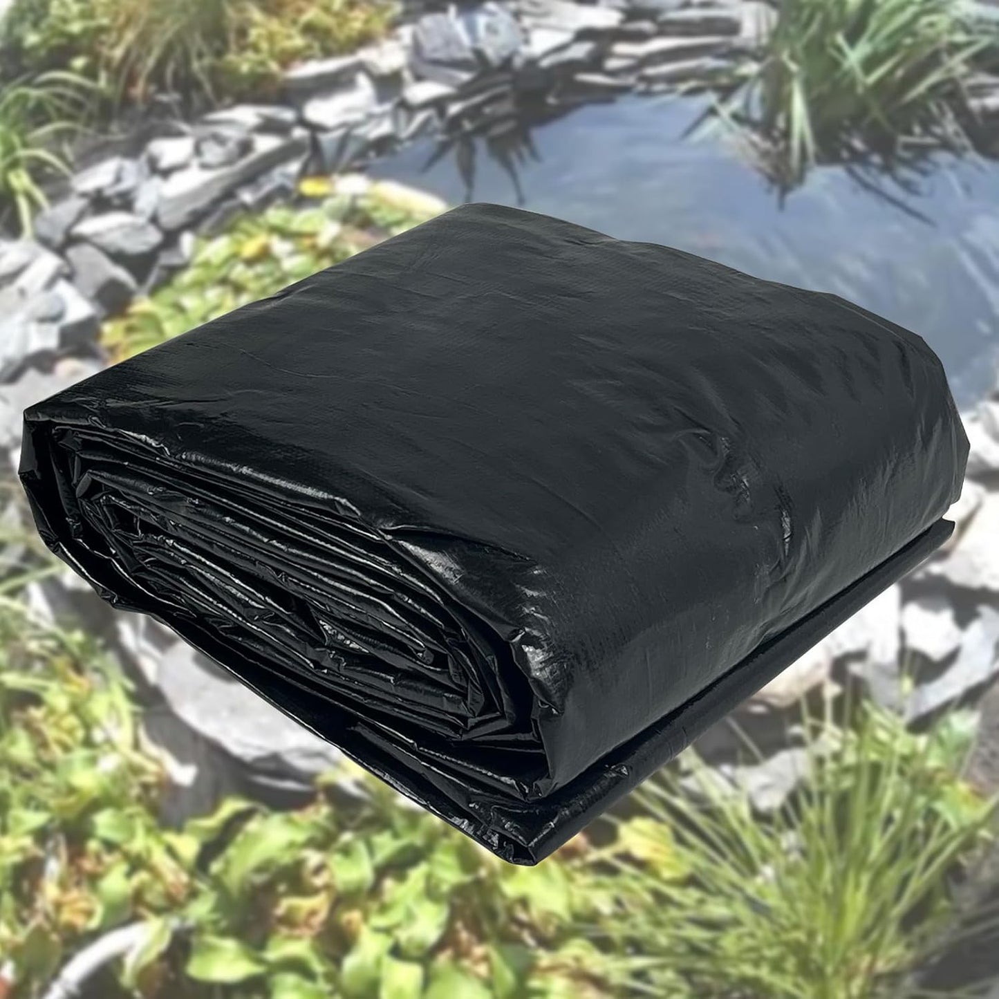 yeezoo 25x30FT Reinforced Large PE Pond Liner, KOI Pond Liners for Outdoor Ponds, Enhanced 5-Layer Structure Pond Liner for Fish, Duck, Garden Raised Bed and Waterscape Pond(0.63oz/sq ft Thickness)