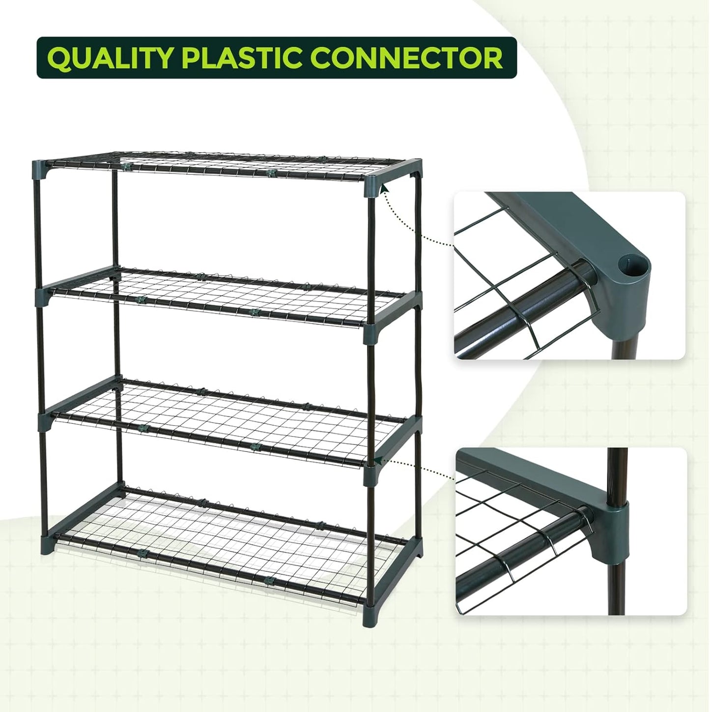EAGLE PEAK Greenhouse Shelving Staging Double 4 Tier, Outdoor/Indoor Plant Shelves, 35"x12"x42", Green