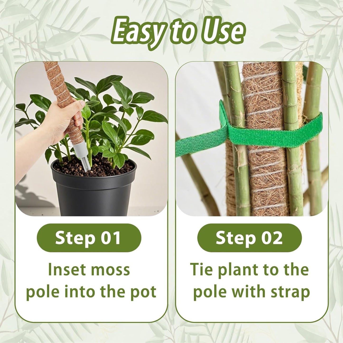 3 Pack Moss Pole, 48 Inch Monstera Plant Support, Moss Poles for Climbing Indoor Plants, Bendable Coco Coir Plant Support Stakes for Potted Plants, Pothos, Philodendron